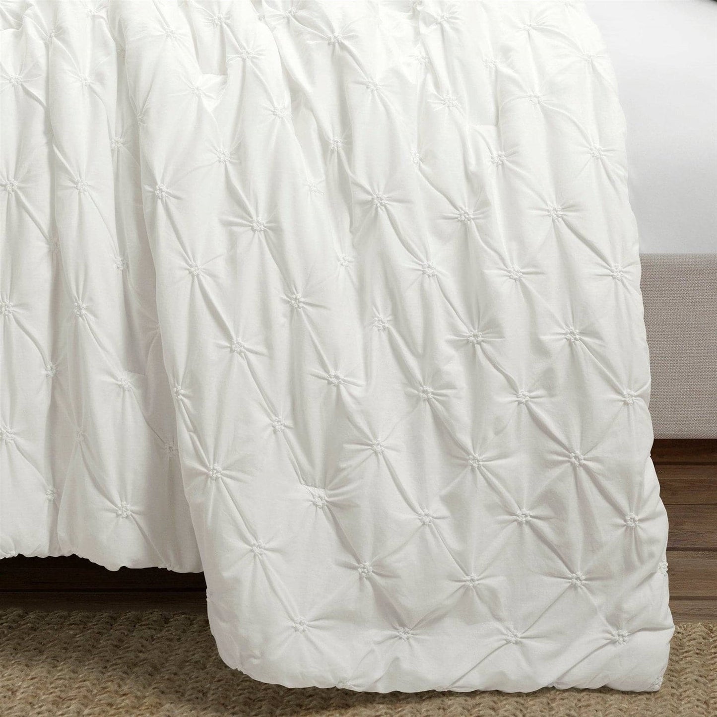 Juego de edredón King Size de 3 piezas de algodón suave plisado blanco