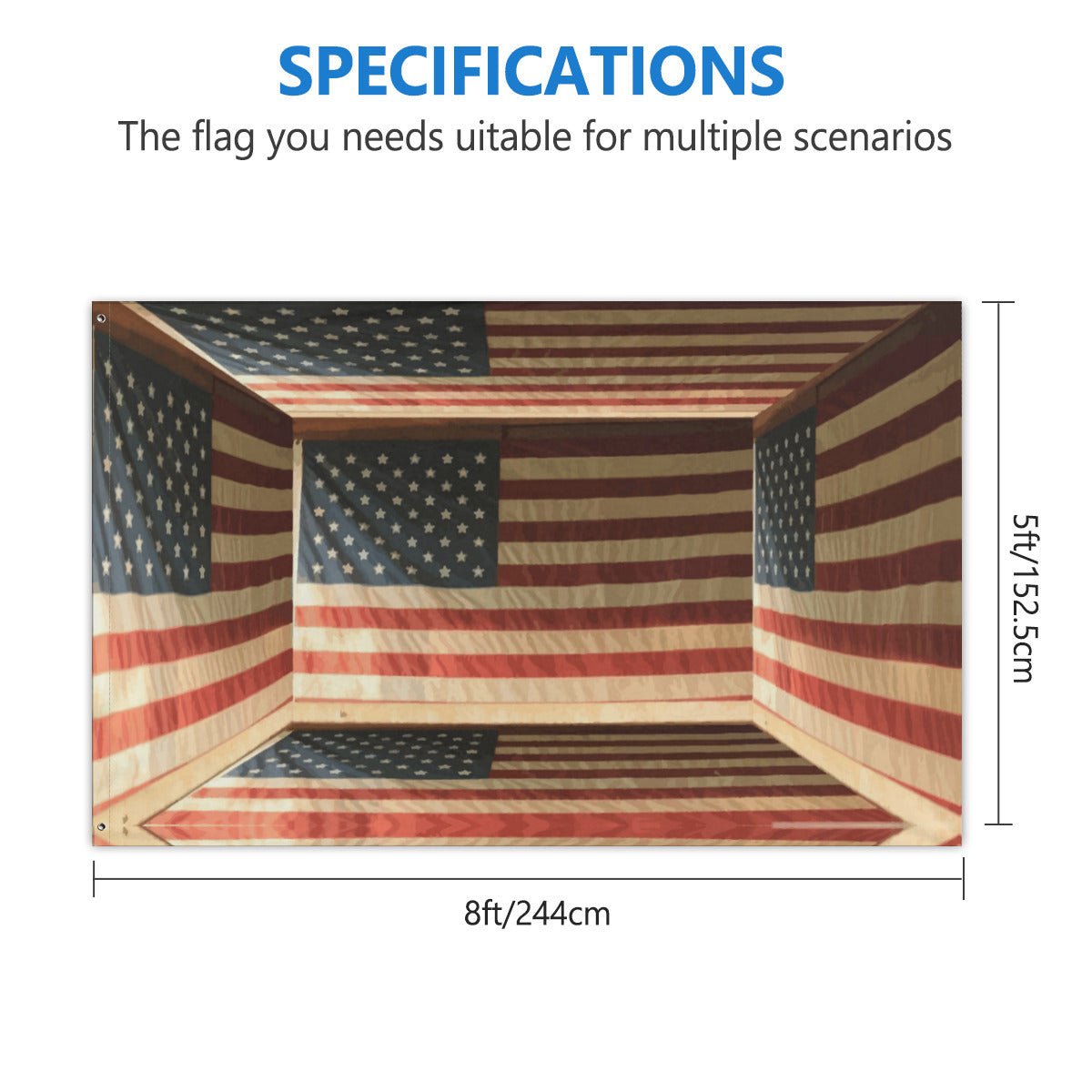 3D Illusion American Flag 5' x 8' Outdoor Double-sided Flag Banner