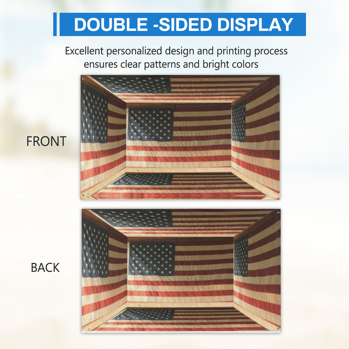 3D Illusion American Flag 5' x 8' Outdoor Double-sided Flag Banner