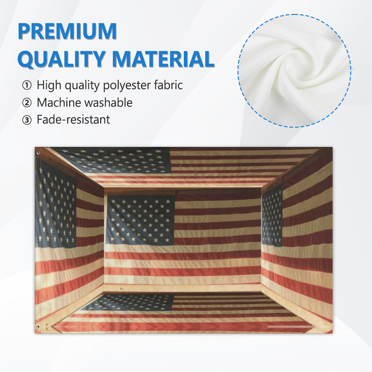 3D Illusion American Flag 5' x 8' Outdoor Double-sided Flag Banner