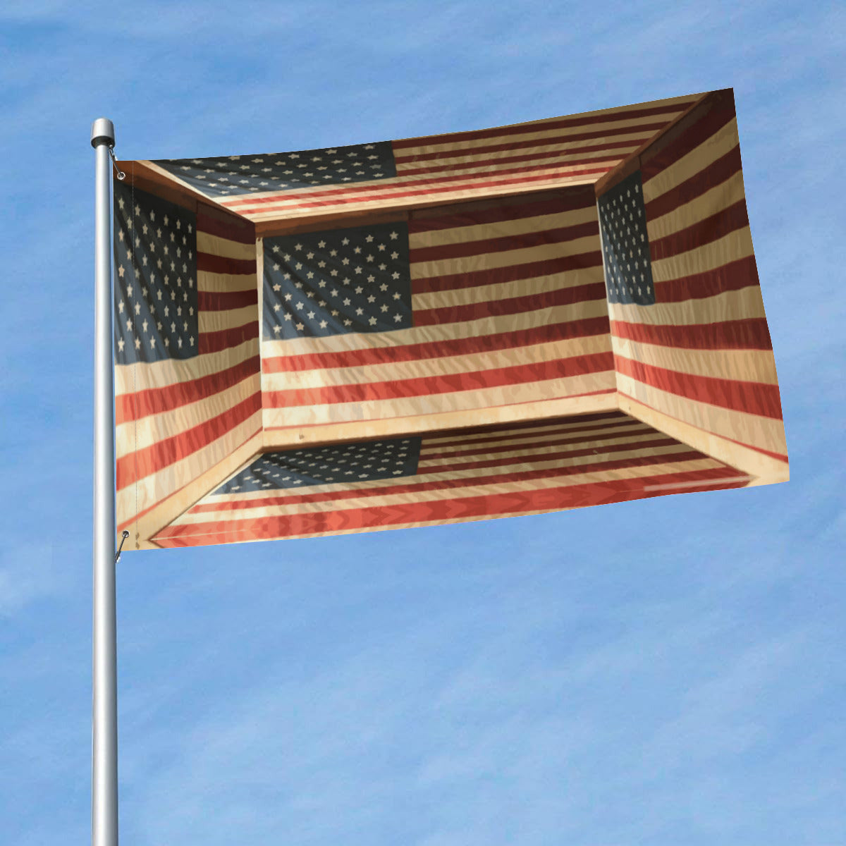 3D Illusion American Flag 5' x 8' Outdoor Double-sided Flag Banner