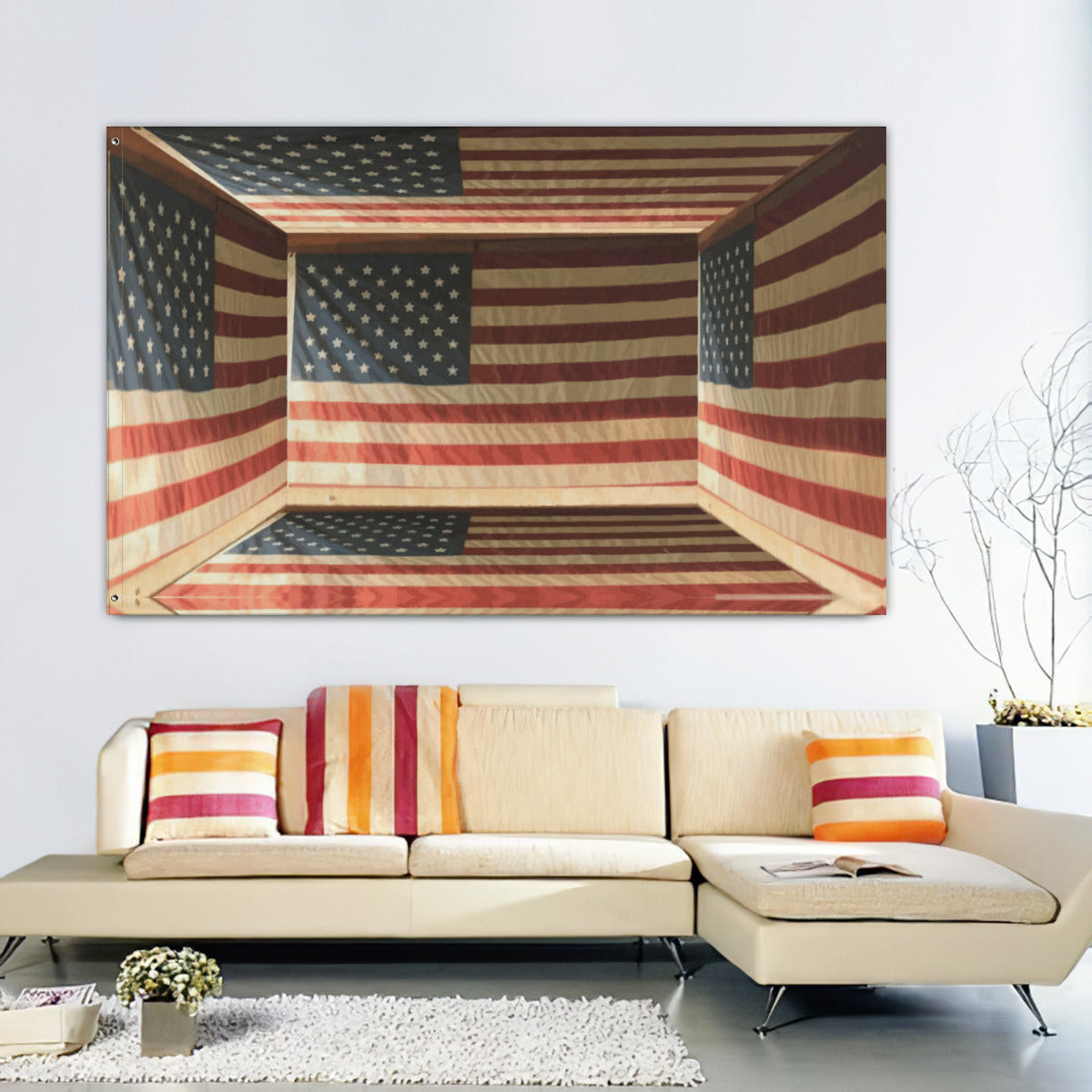 3D Illusion American Flag 5' x 8' Outdoor Double-sided Flag Banner
