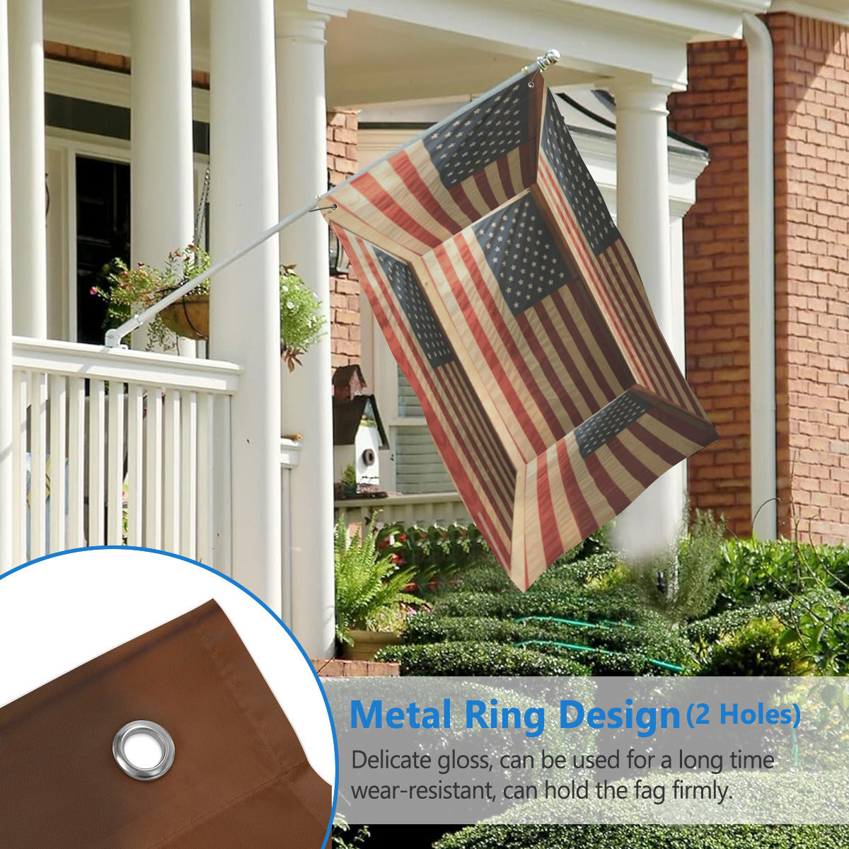 3D Illusion American Flag 5' x 8' Outdoor Double-sided Flag Banner