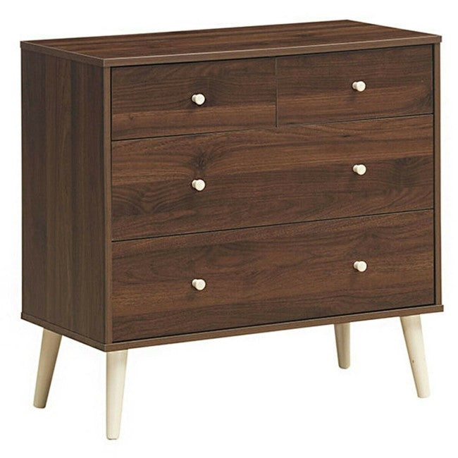 Cómoda de almacenamiento Espresso Modern FarmHome de 4 cajones y fácil deslizamiento