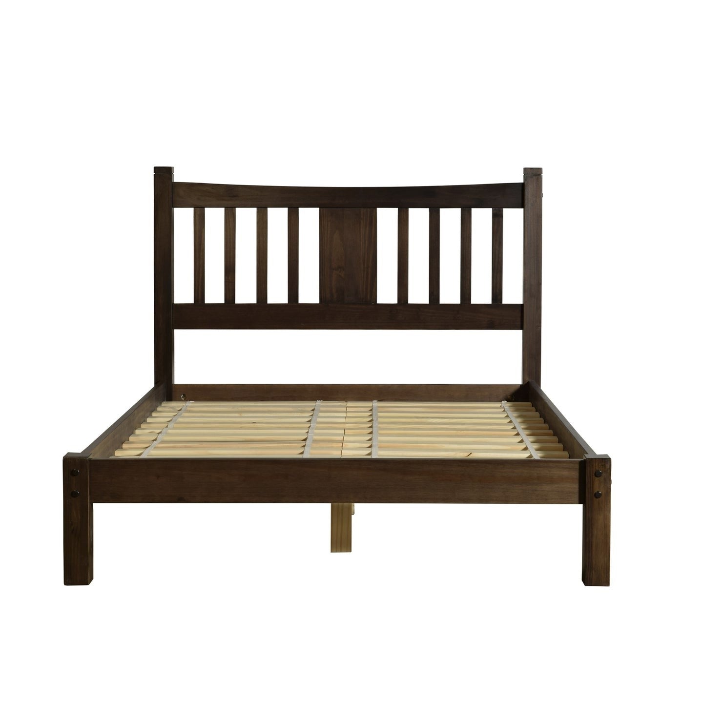 Cama de plataforma de madera maciza estilo rústico tamaño King con cabecero en Espresso
