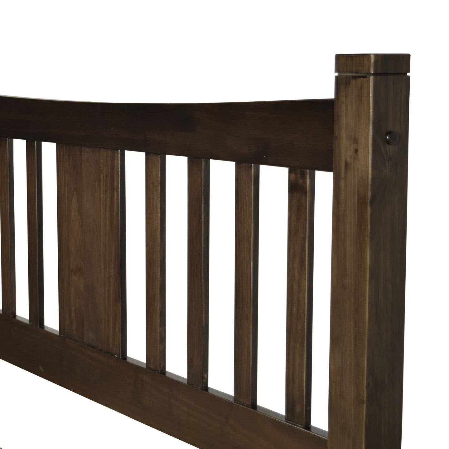 Cama de plataforma de madera maciza estilo rústico tamaño King con cabecero en Espresso