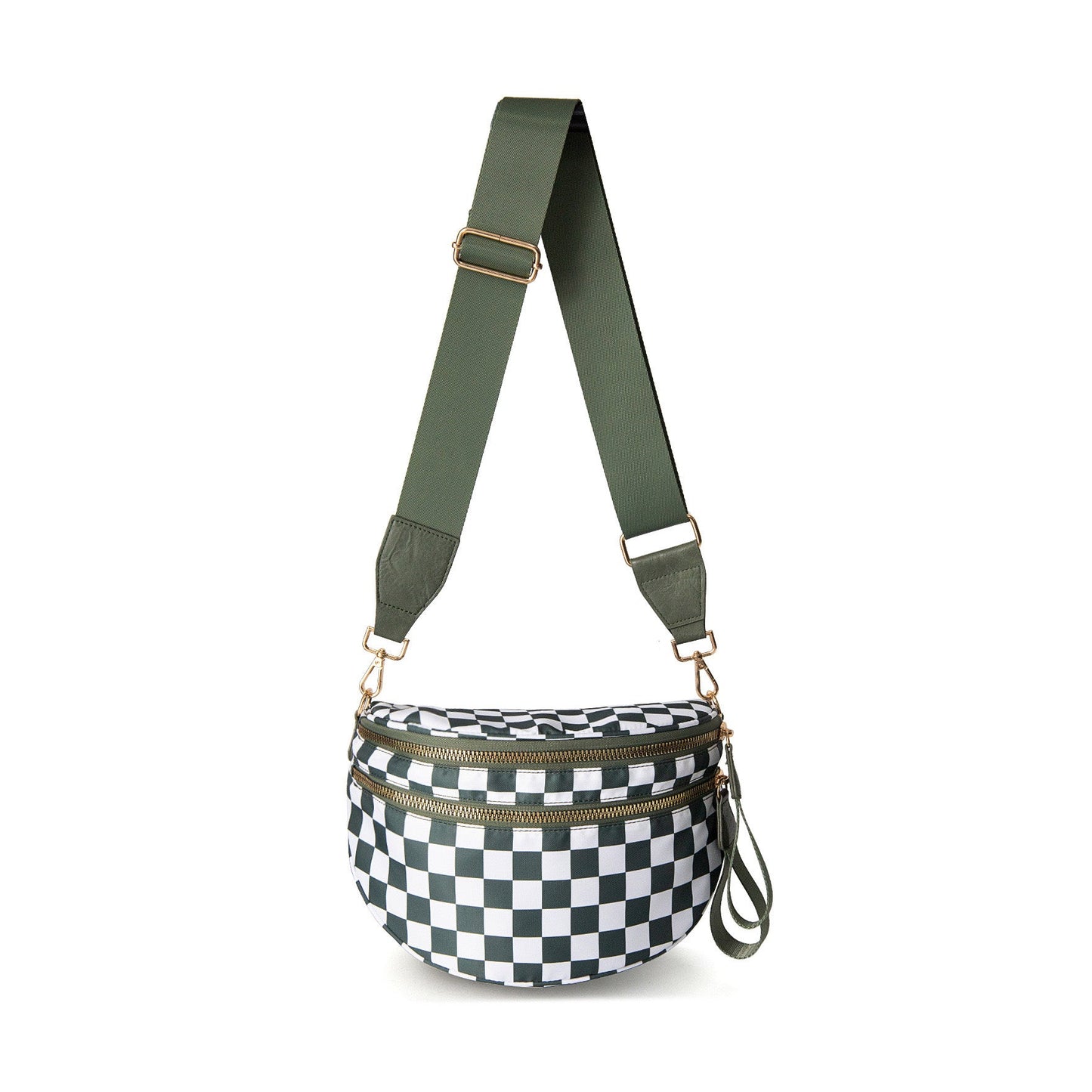 Bandolera Frankie Oversize con Doble Cremallera y Estampado Media Luna