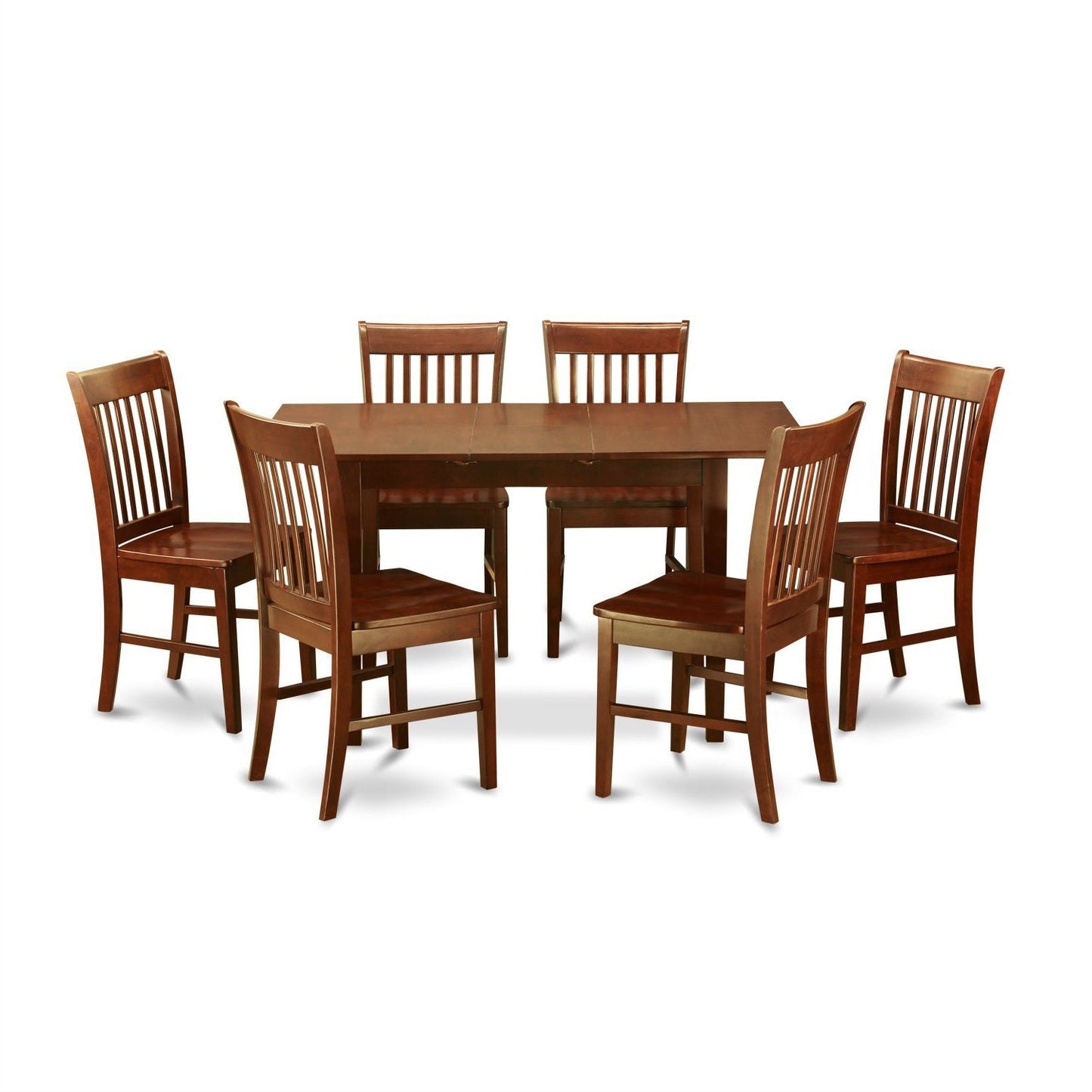 Juego de comedor de 7 piezas estilo Mission con acabado de madera de caoba