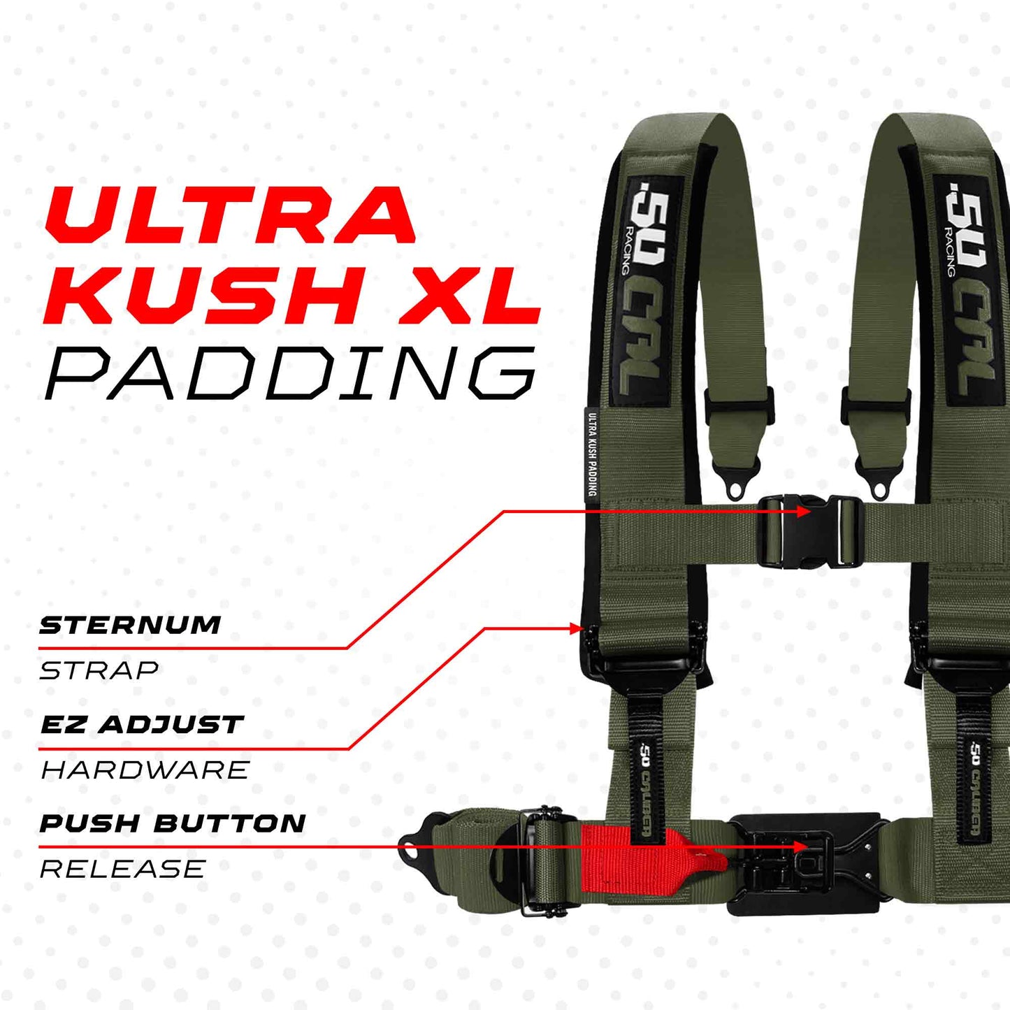 2" & 3" 4pt & 5pt Elite Series Race Latch "EZ" Adjust Harness