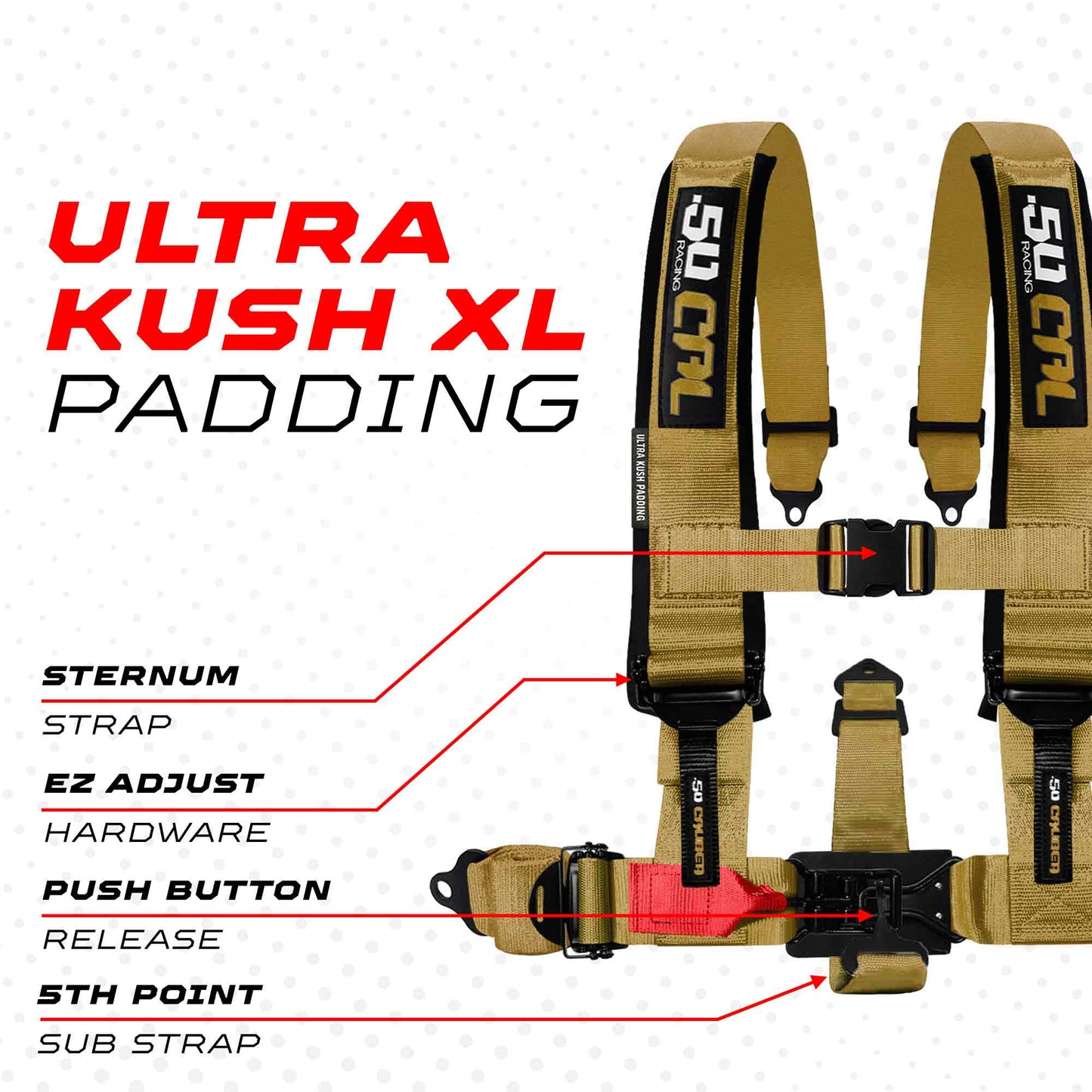 2" & 3" 4pt & 5pt Elite Series Race Latch "EZ" Adjust Harness