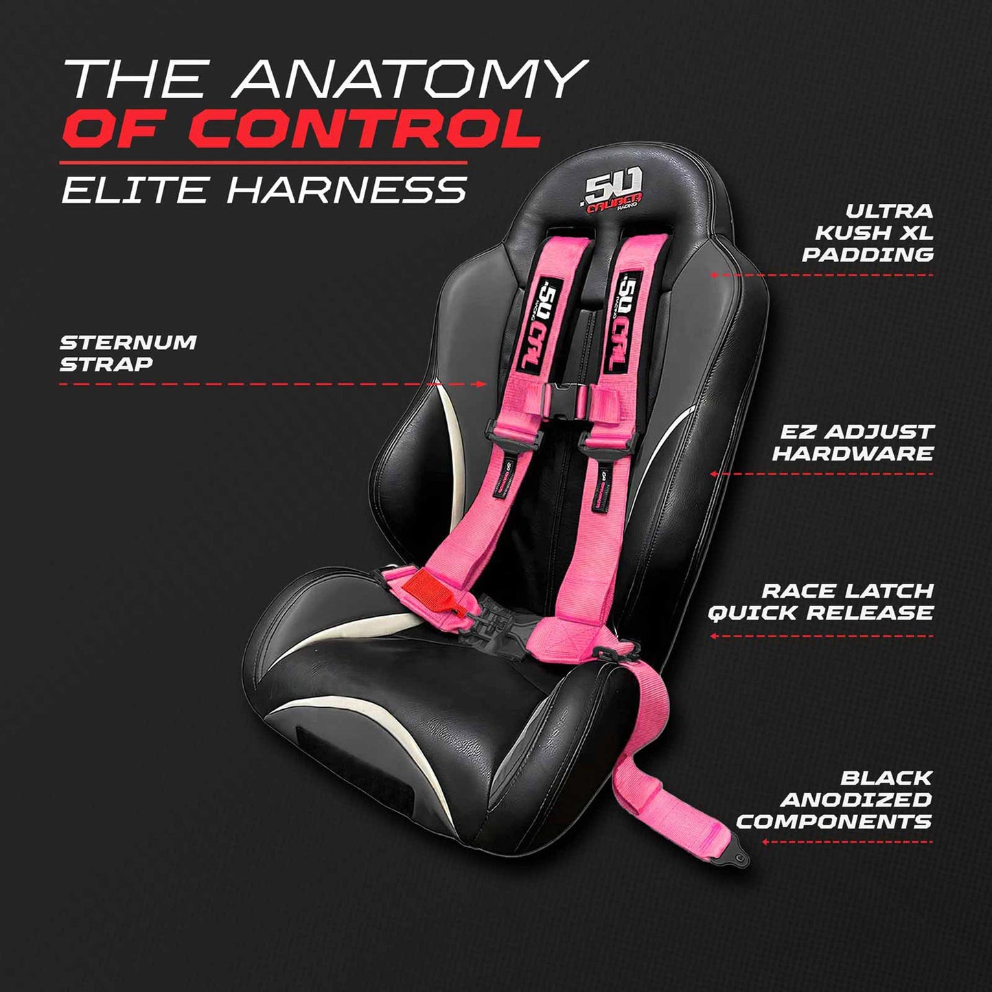 2" & 3" 4pt & 5pt Elite Series Race Latch "EZ" Adjust Harness
