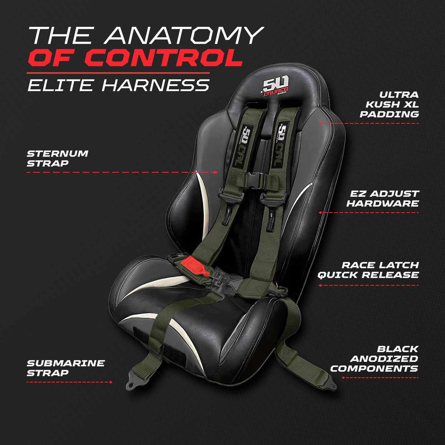 2" & 3" 4pt & 5pt Elite Series Race Latch "EZ" Adjust Harness