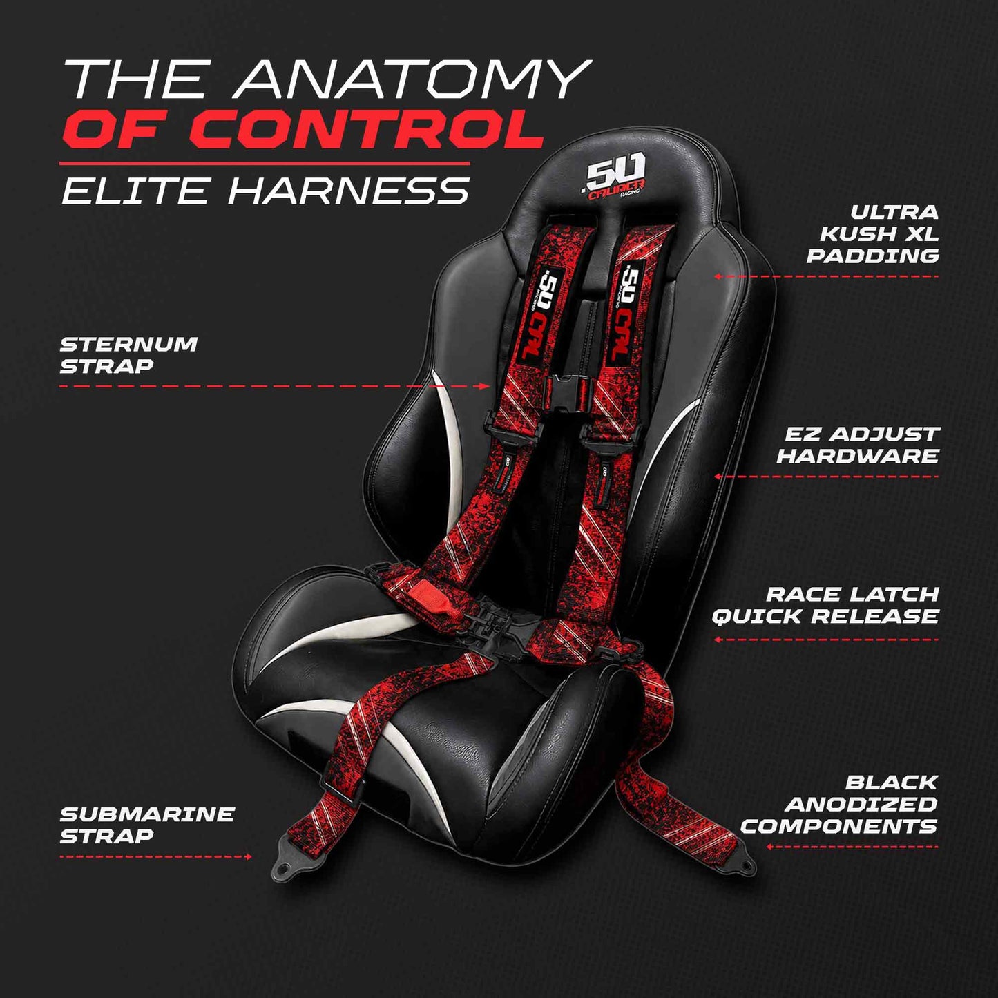 2" & 3" 4pt & 5pt Elite Series Race Latch "EZ" Adjust Harness