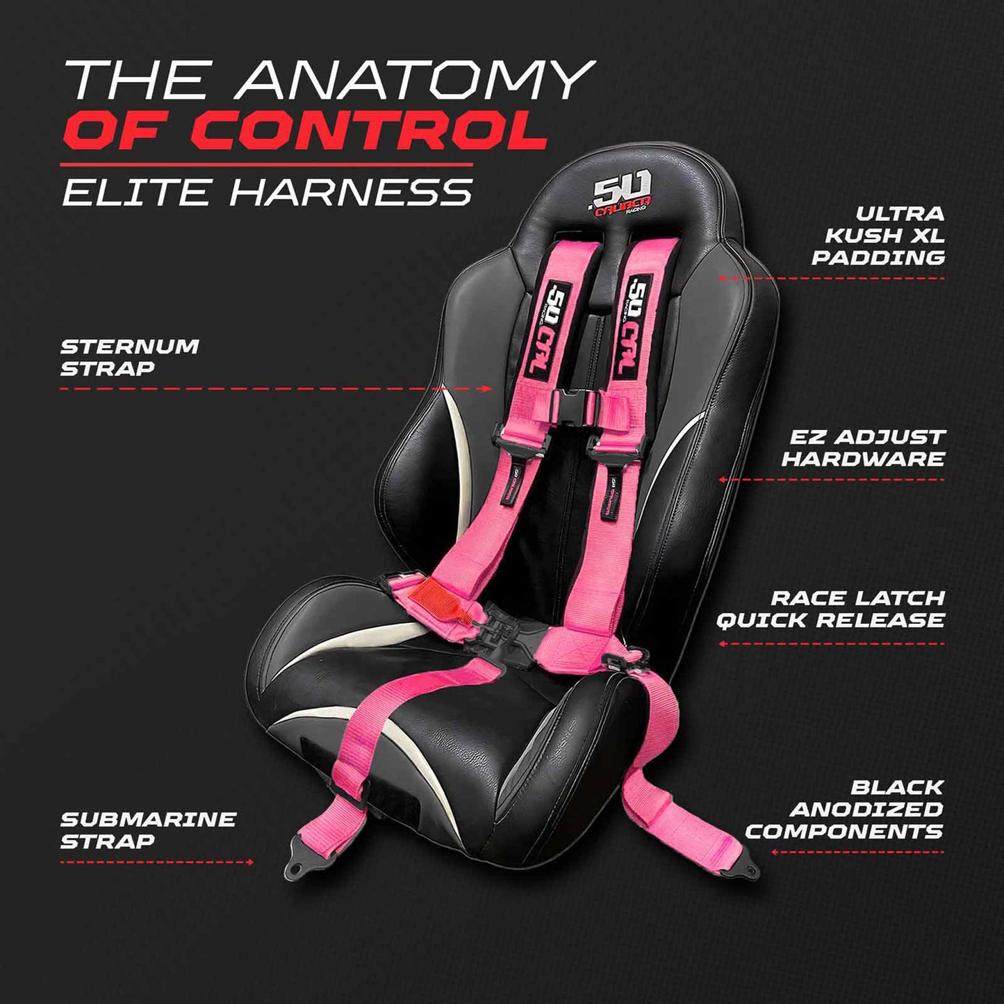 2" & 3" 4pt & 5pt Elite Series Race Latch "EZ" Adjust Harness