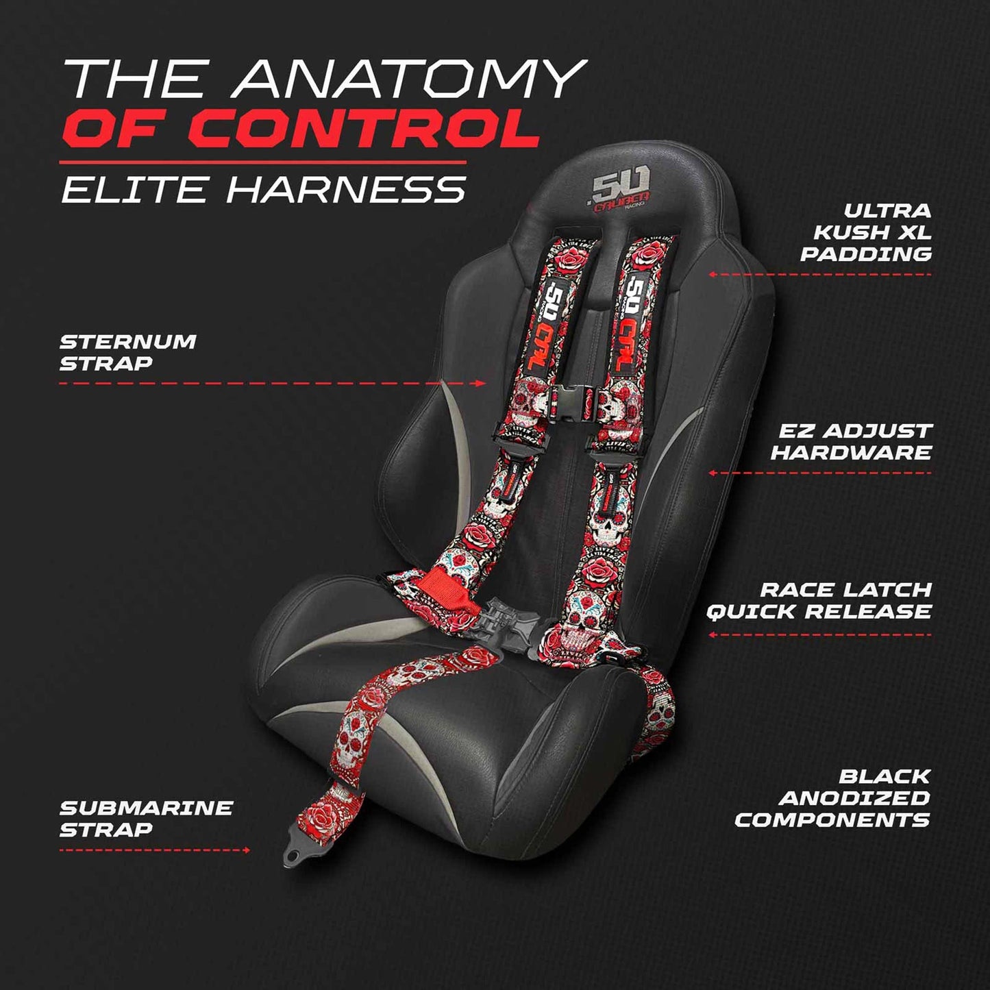 2" & 3" 4pt & 5pt Elite Series Race Latch "EZ" Adjust Harness