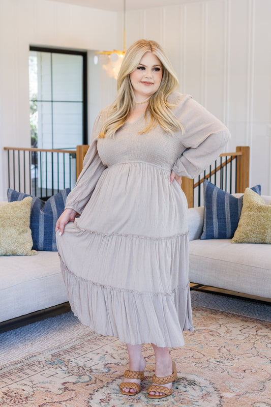 Vestido midi escalonado "Easy Come, Easy Go"