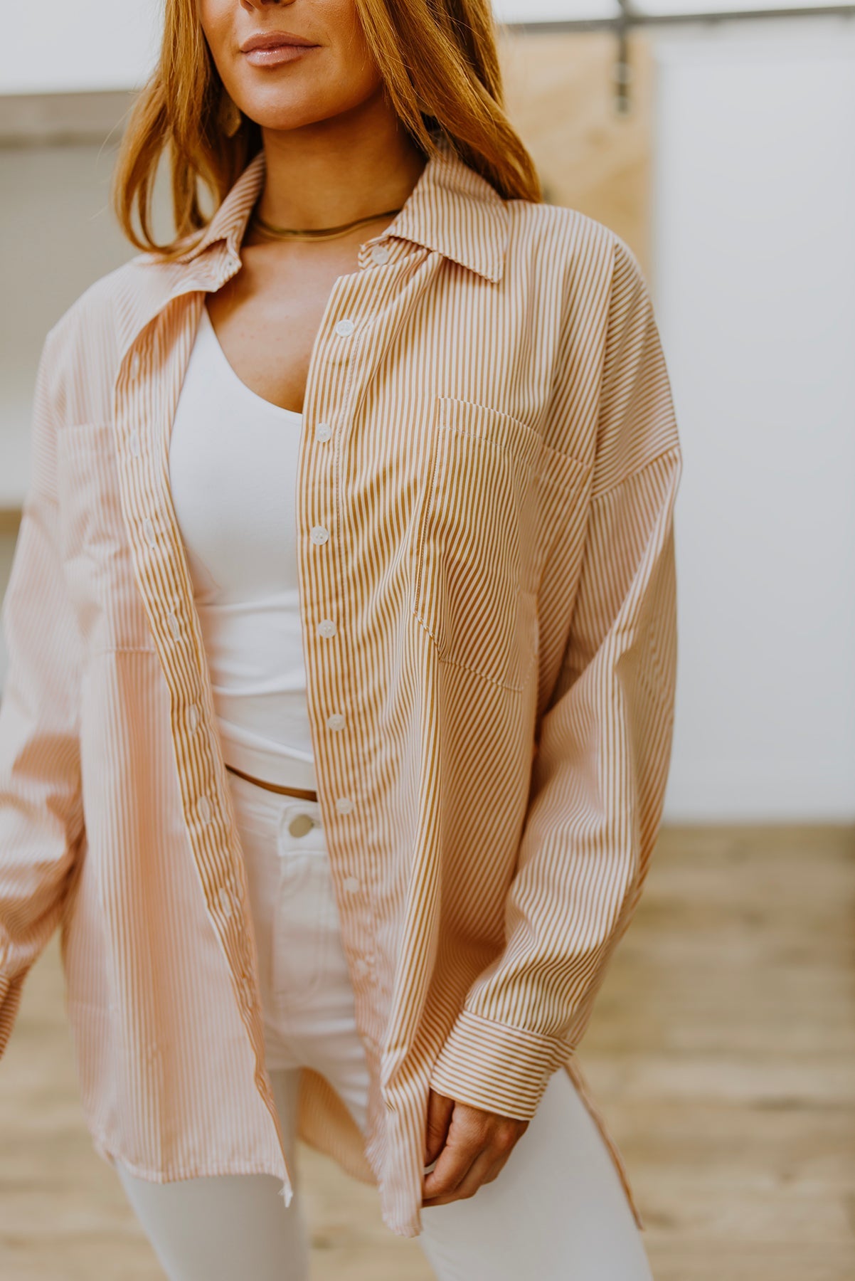 Camisa a rayas abotonada "Easy On The Eyes"