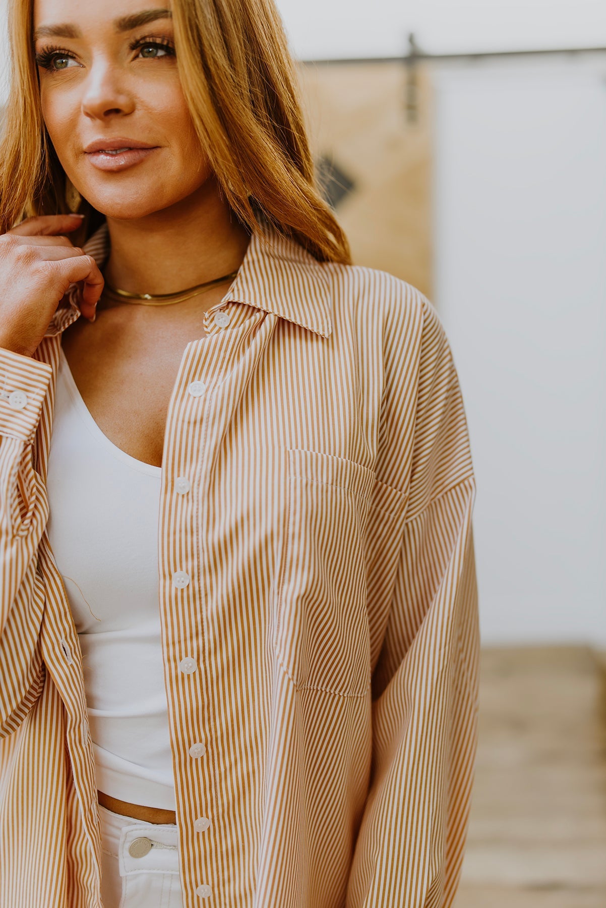 Camisa a rayas abotonada "Easy On The Eyes"