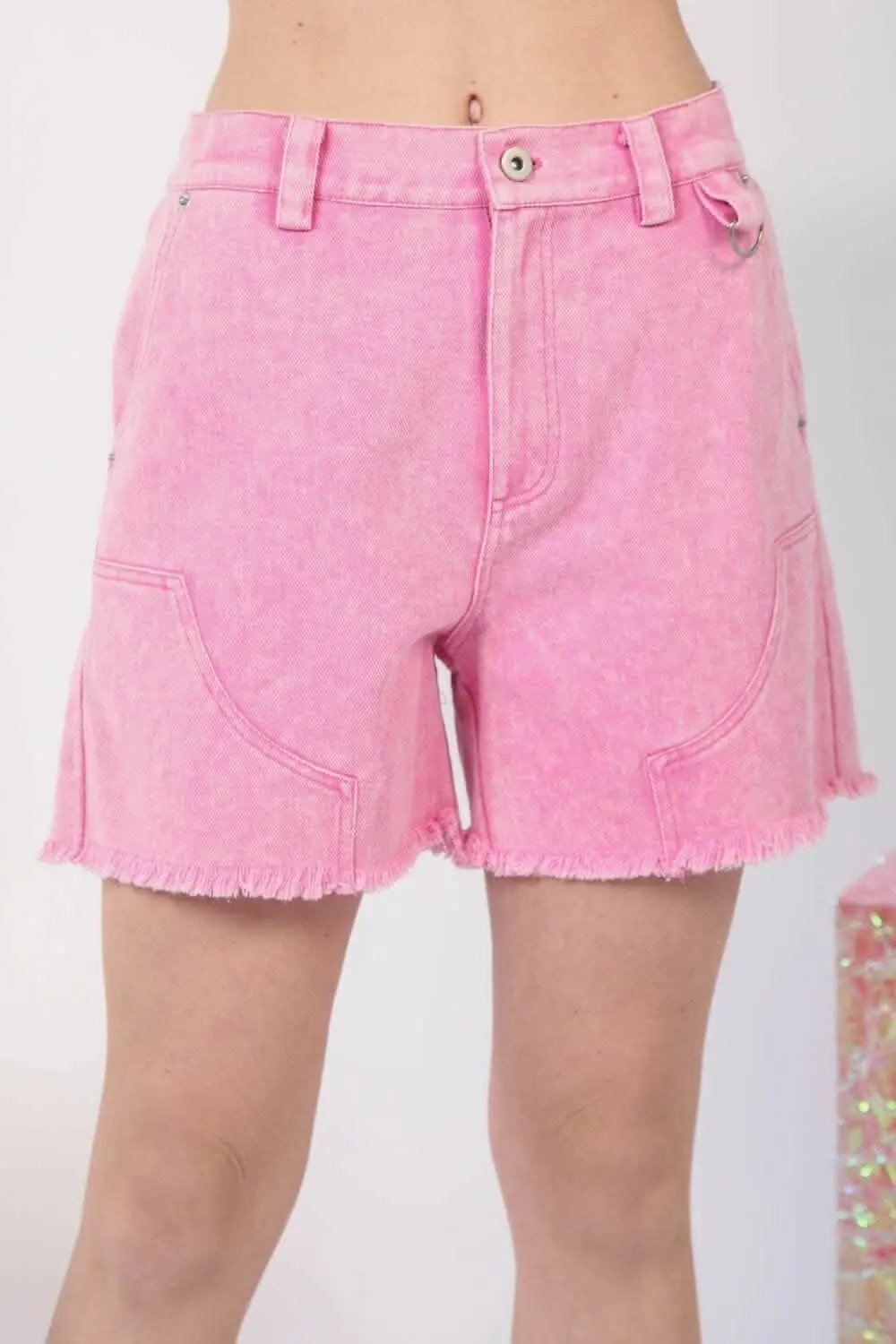 Women's Denim Shorts Denim Shorts - Washed Raw Hem - Edgy Casual