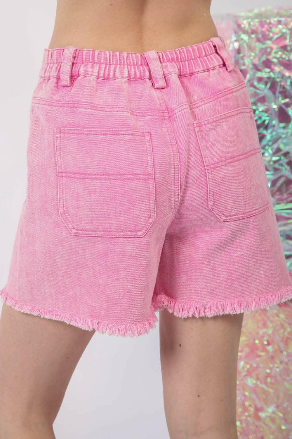 Women's Denim Shorts Denim Shorts - Washed Raw Hem - Edgy Casual