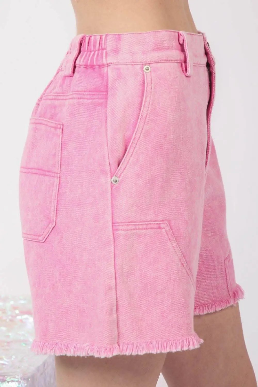 Women's Denim Shorts Denim Shorts - Washed Raw Hem - Edgy Casual