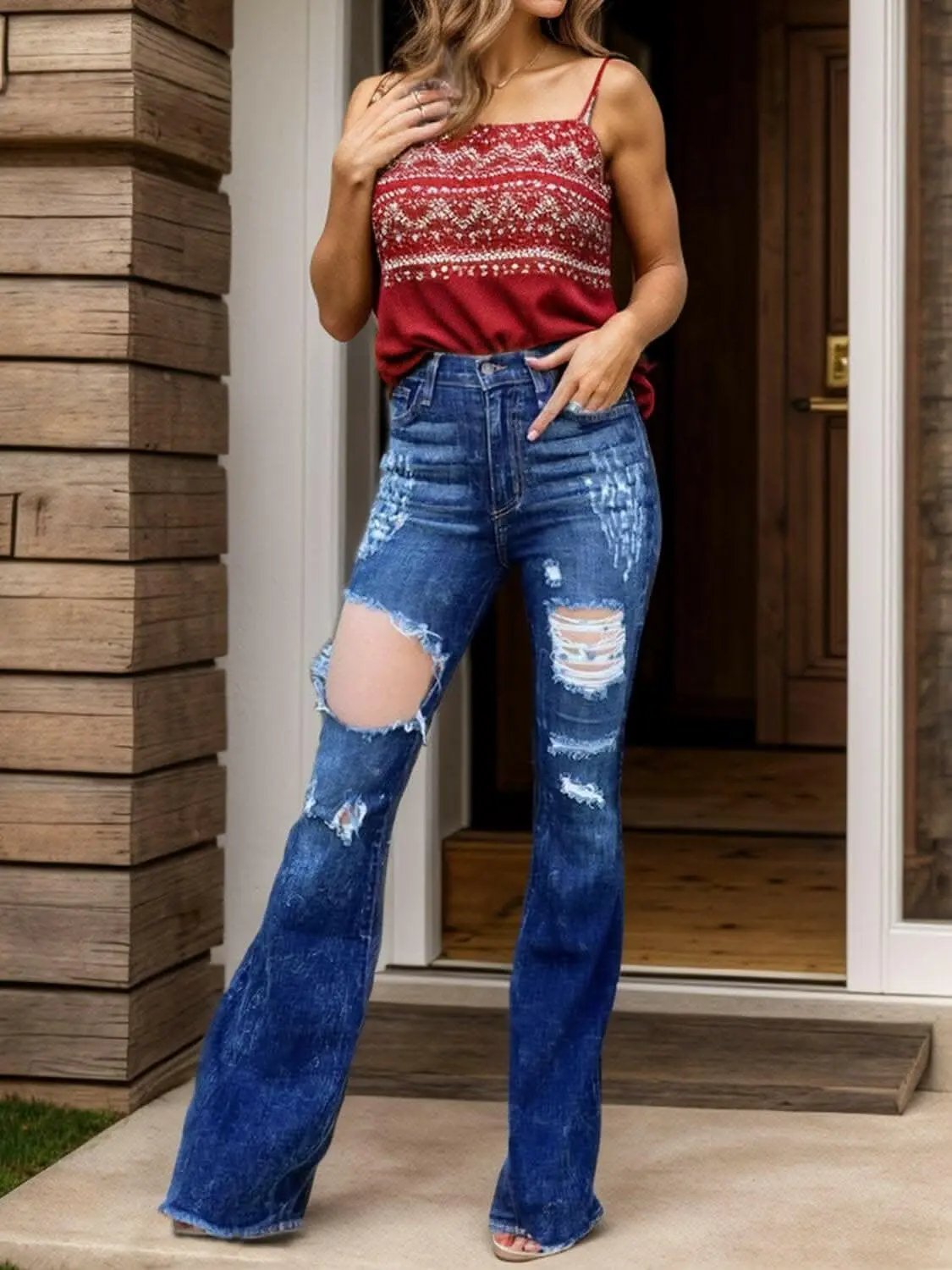 Pants Trendsi Jeans & Denim Edgy bootcut jeans with raw hem