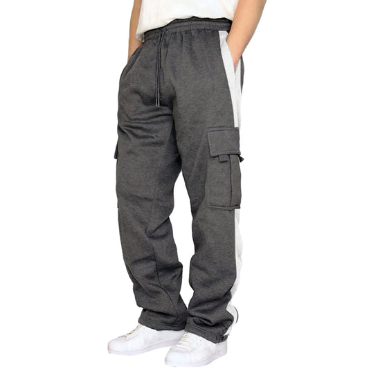 Pantalones deportivos genéricos para hombre, de pierna ancha, joggers, pantalones de felpa gruesa para entrenamiento, trotar, ajuste holgado con bolsillos, talla XL #A3 Gris Oscuro