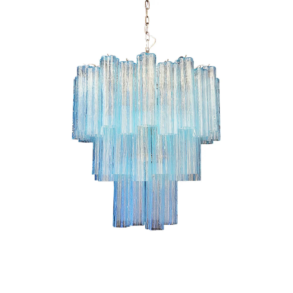 Elegante Candelabro de Tubo de Cristal de Murano Azul