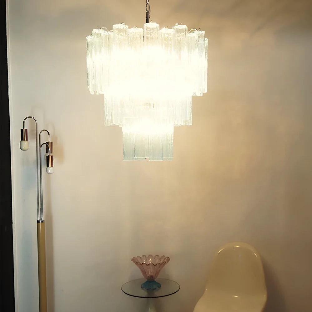 Elegante Candelabro de Tubo de Cristal de Murano Azul