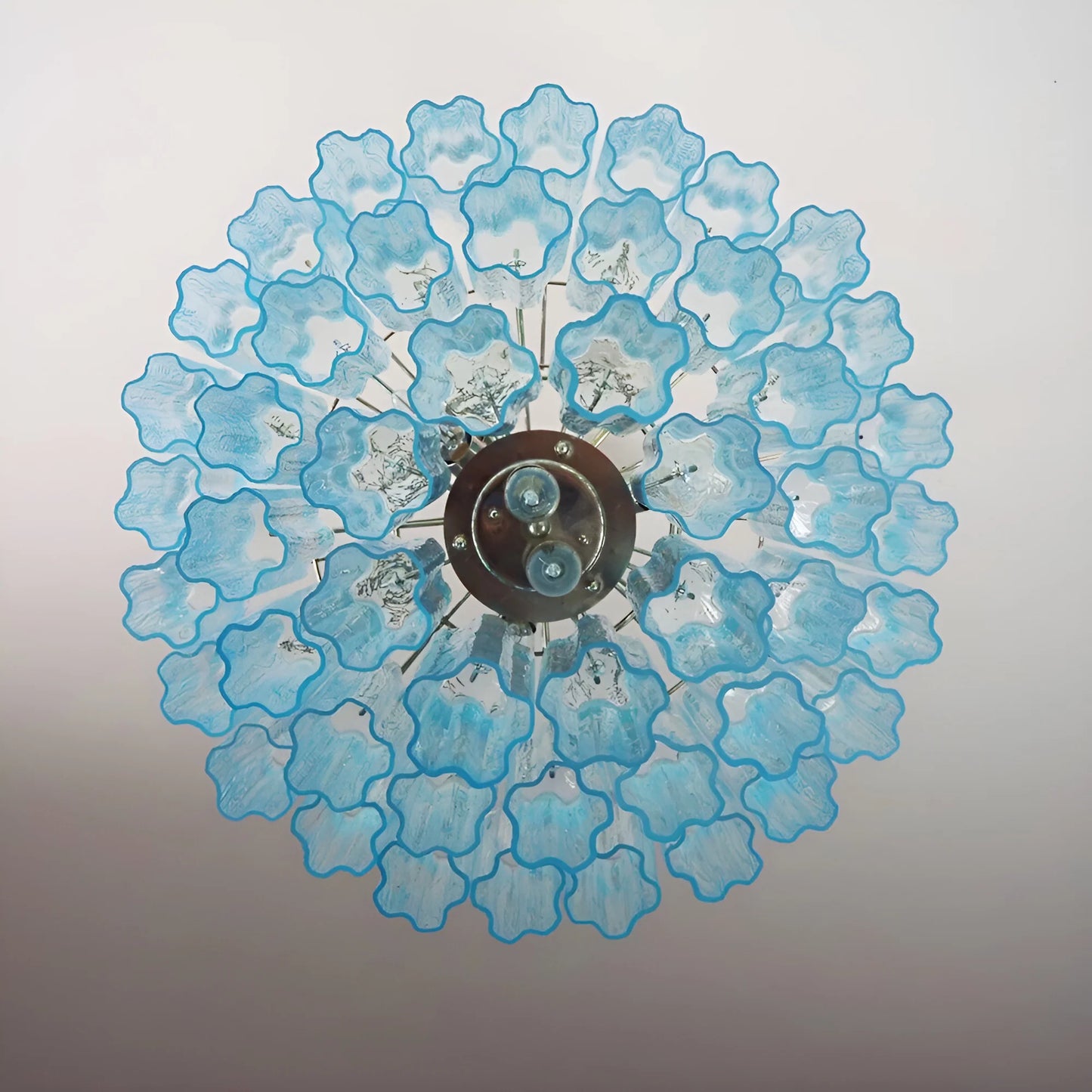 Elegante Candelabro de Tubo de Cristal de Murano Azul