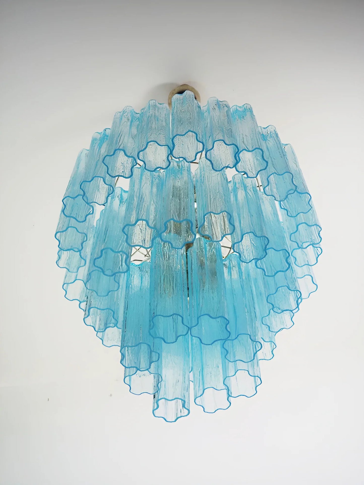 Elegante Candelabro de Tubo de Cristal de Murano Azul