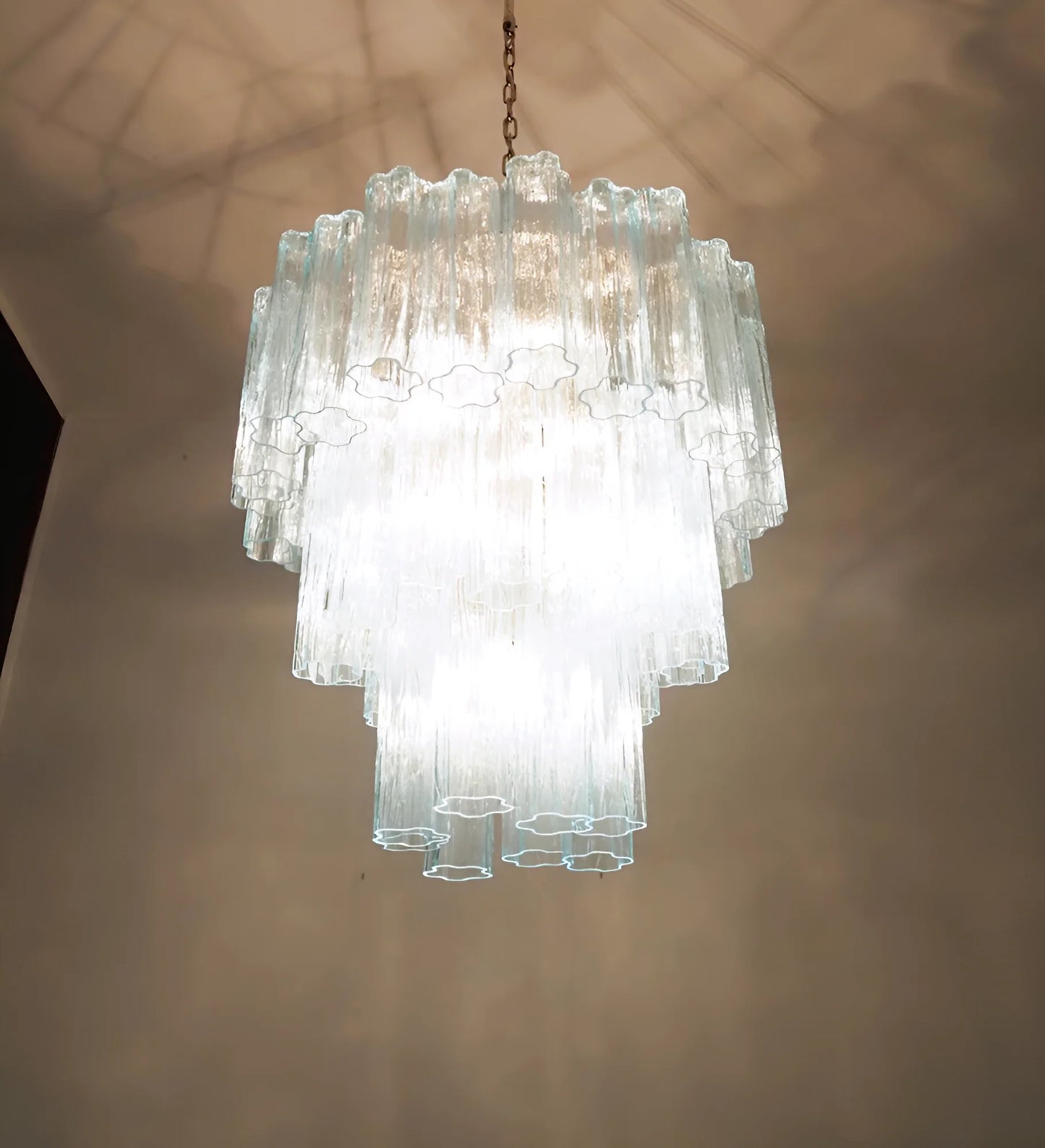 Elegante Candelabro de Tubo de Cristal de Murano Azul
