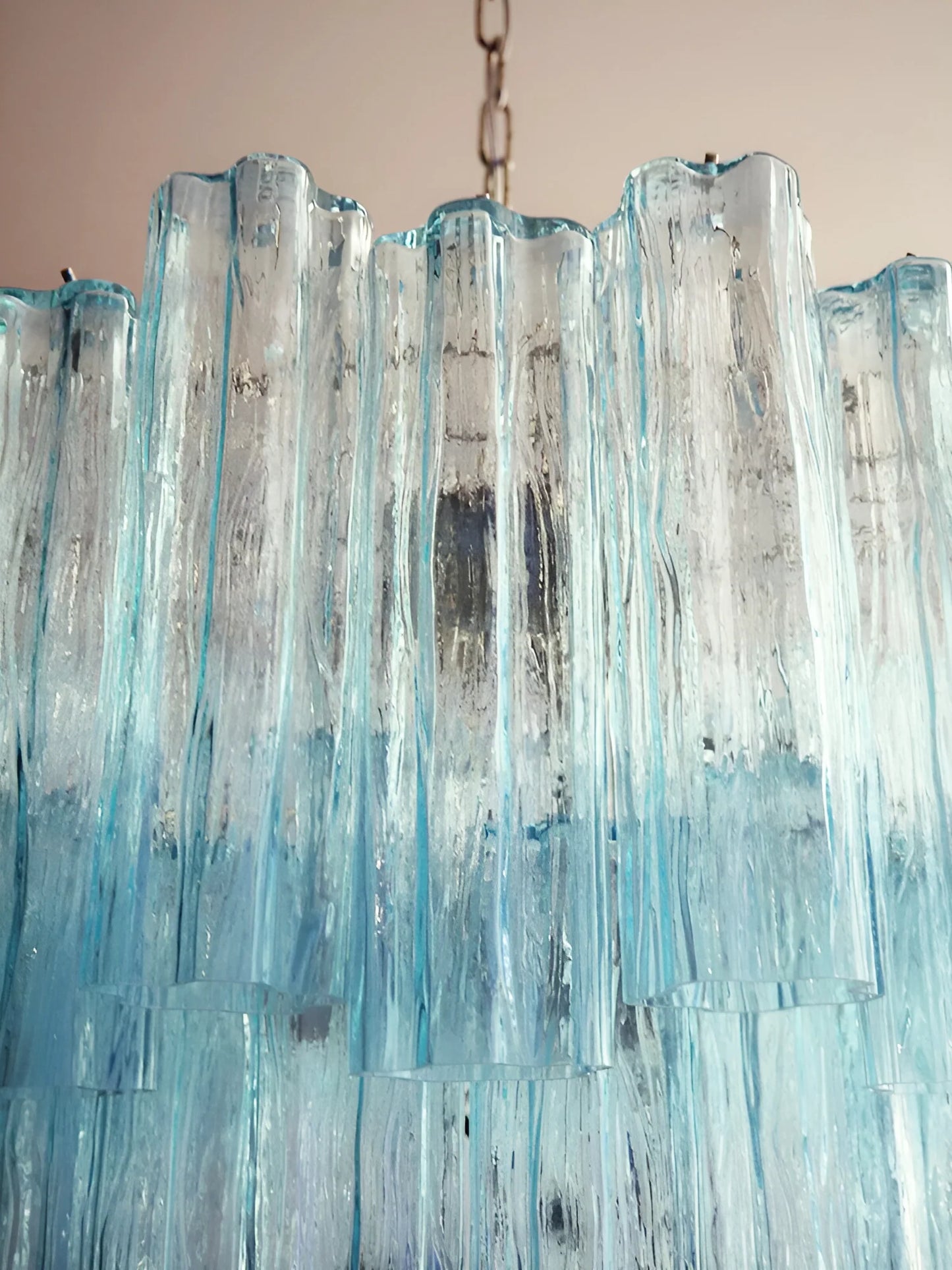 Elegante Candelabro de Tubo de Cristal de Murano Azul