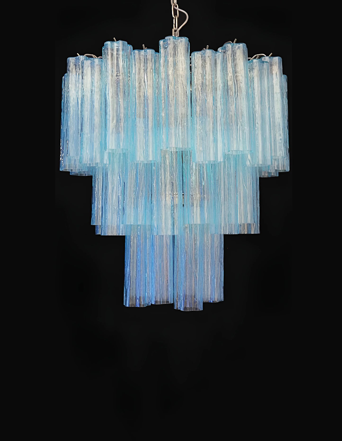 Elegante Candelabro de Tubo de Cristal de Murano Azul