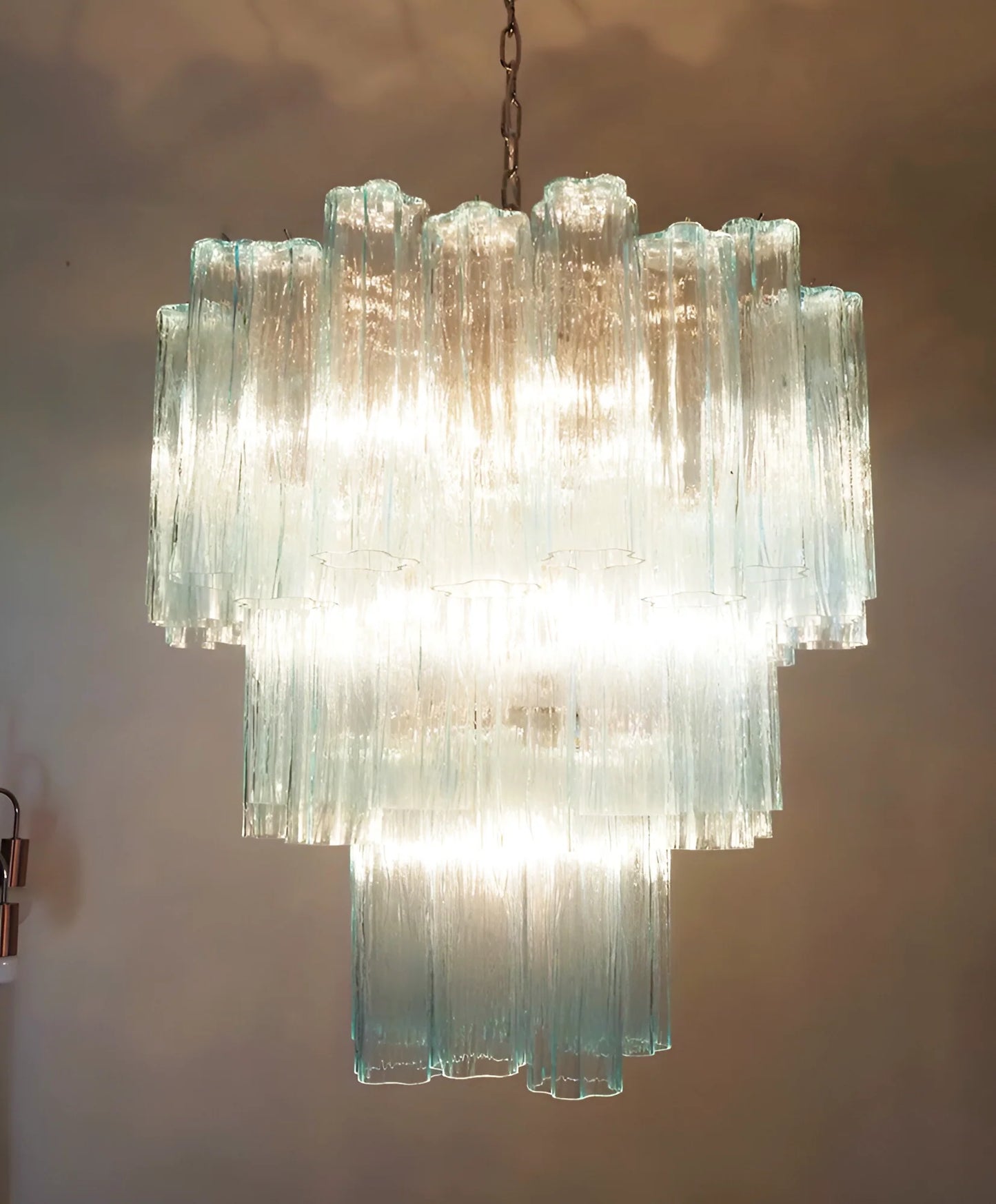 Elegante Candelabro de Tubo de Cristal de Murano Azul