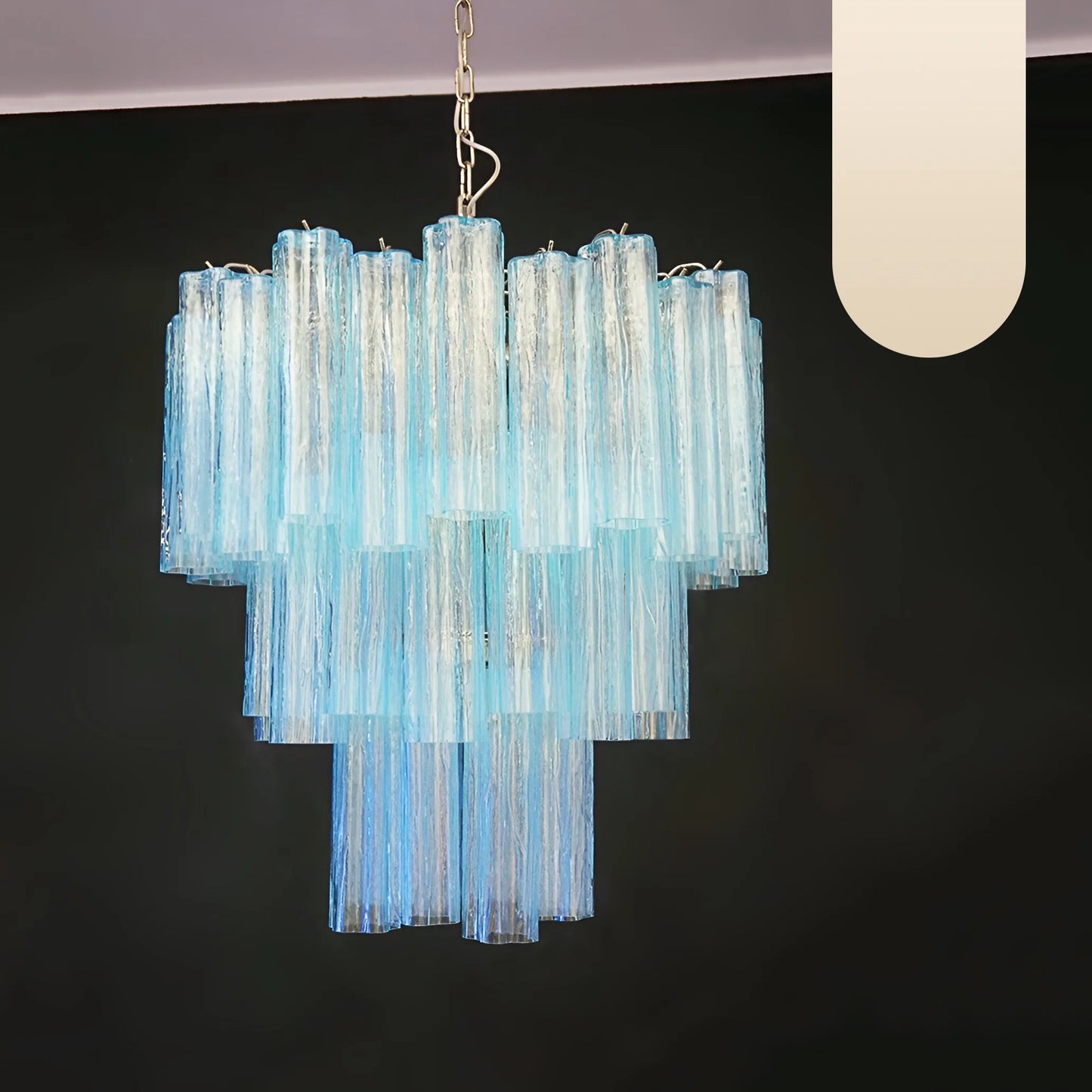 Elegante Candelabro de Tubo de Cristal de Murano Azul