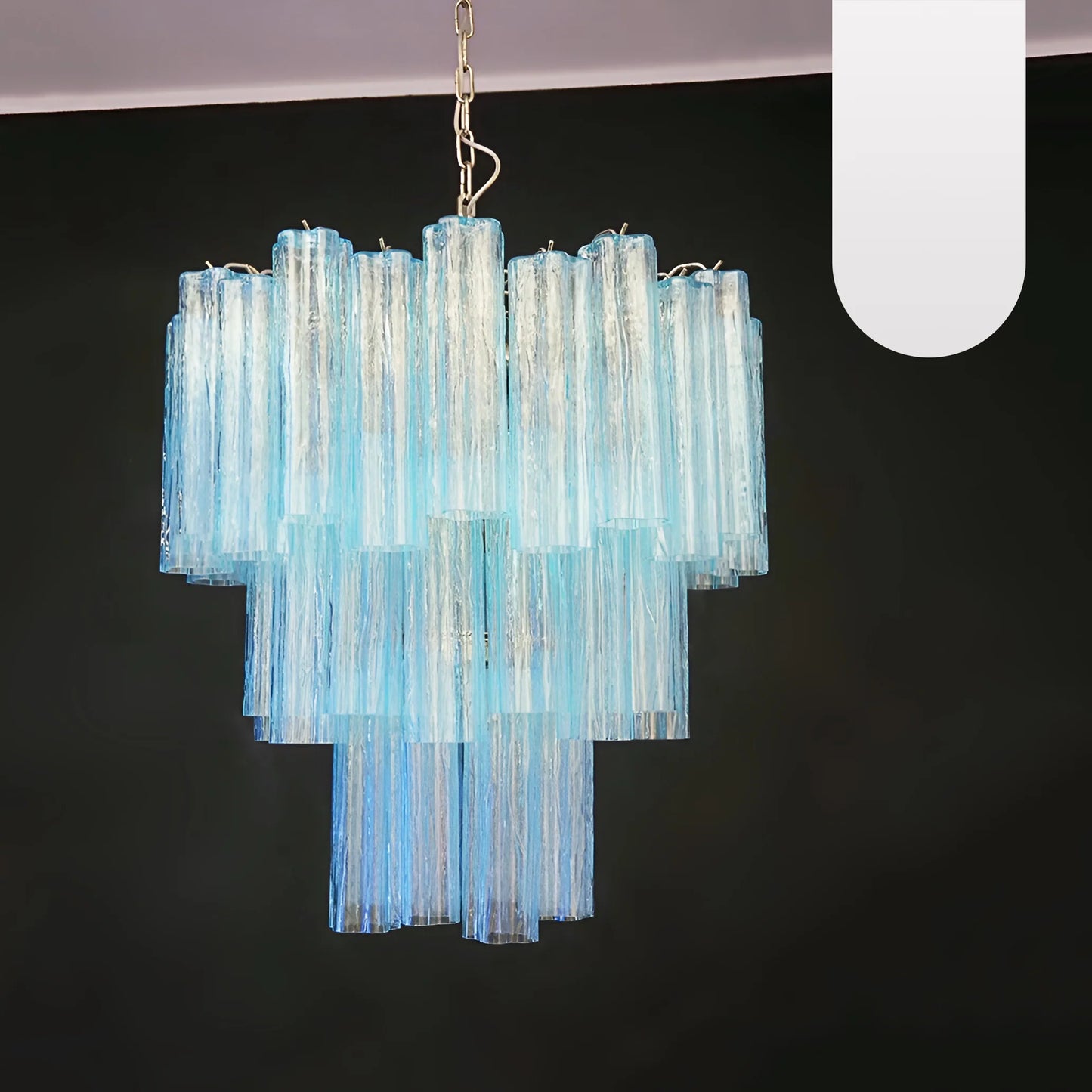 Elegante Candelabro de Tubo de Cristal de Murano Azul