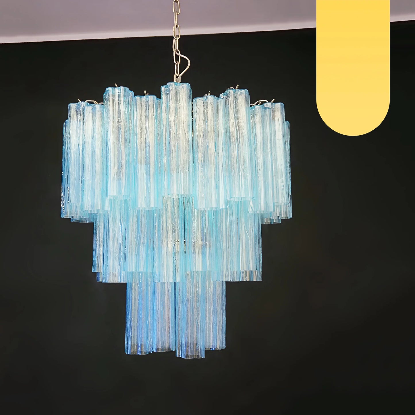 Elegante Candelabro de Tubo de Cristal de Murano Azul