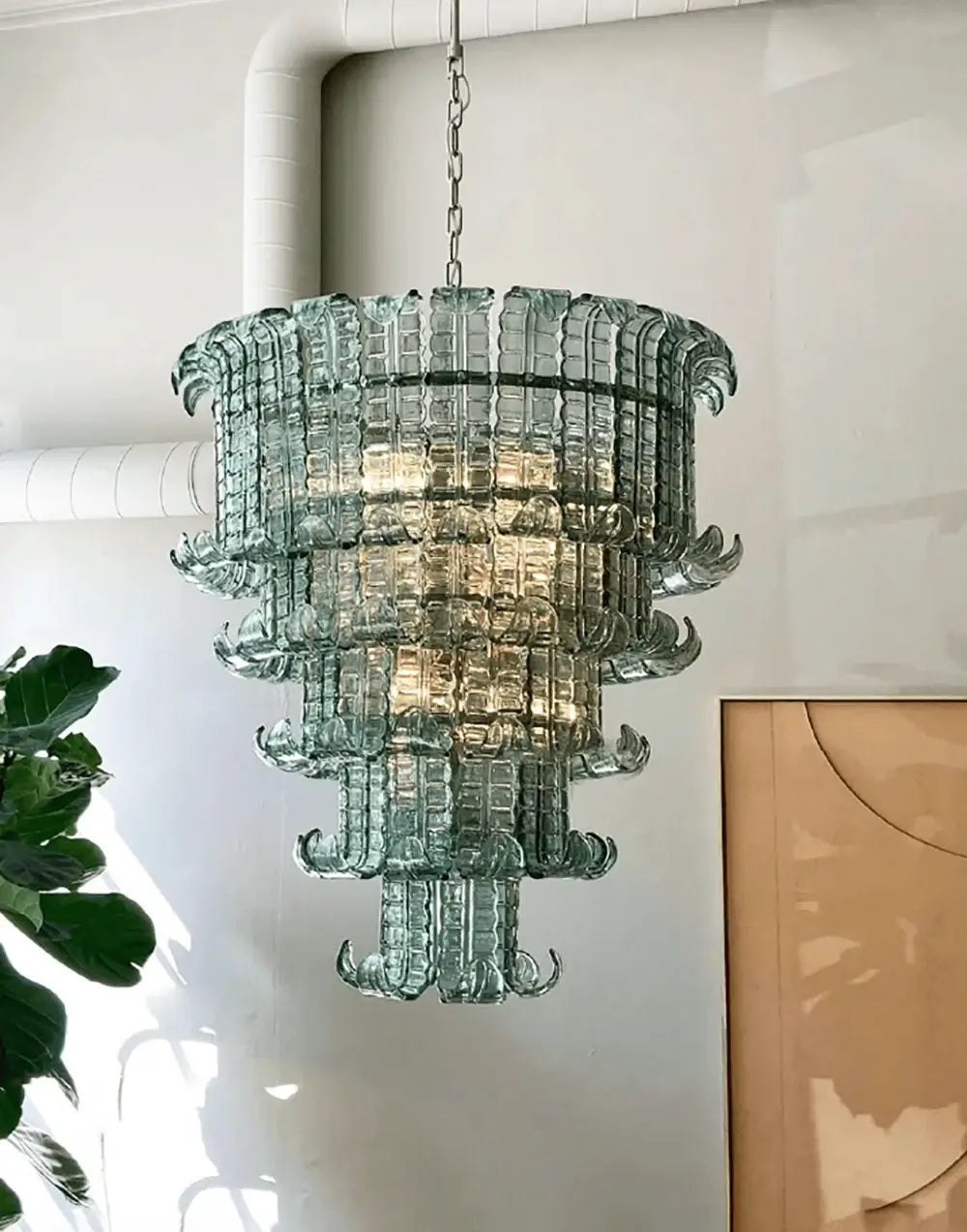 Candelabro elegante de cristal de Murano con forma de hoja