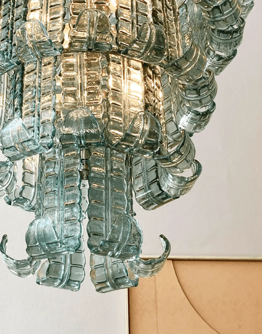 Candelabro elegante de cristal de Murano con forma de hoja