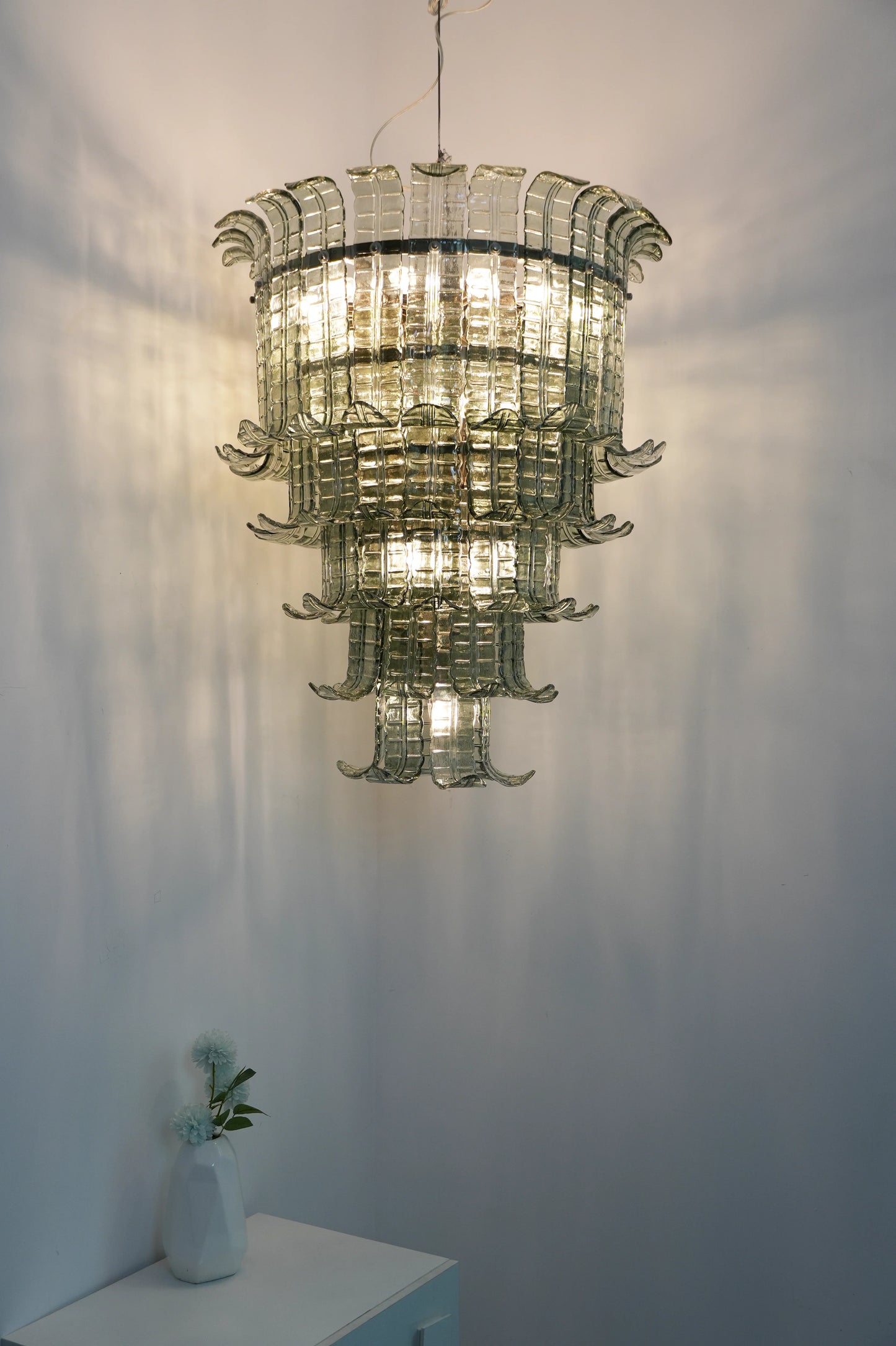 Candelabro elegante de cristal de Murano con forma de hoja