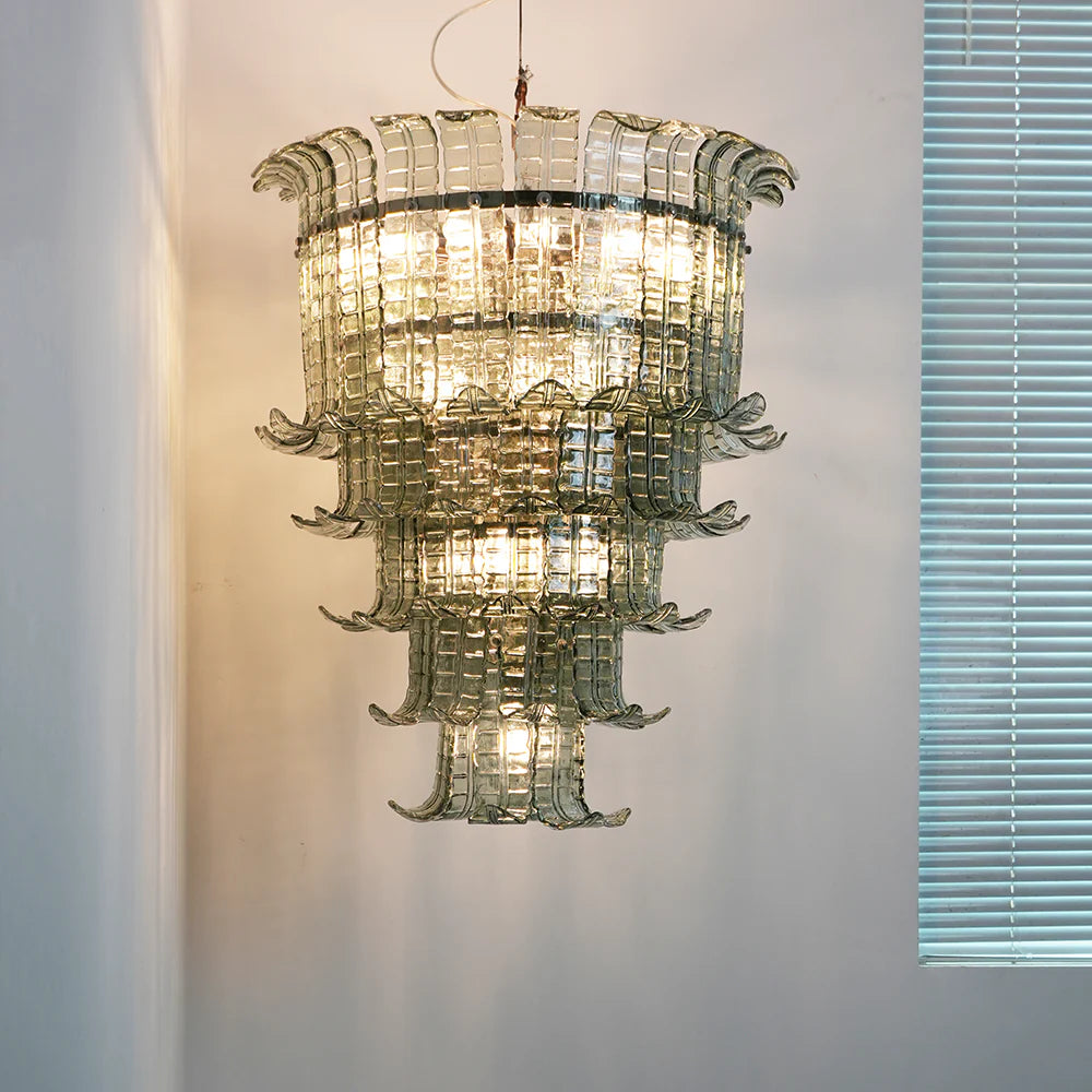 Candelabro elegante de cristal de Murano con forma de hoja