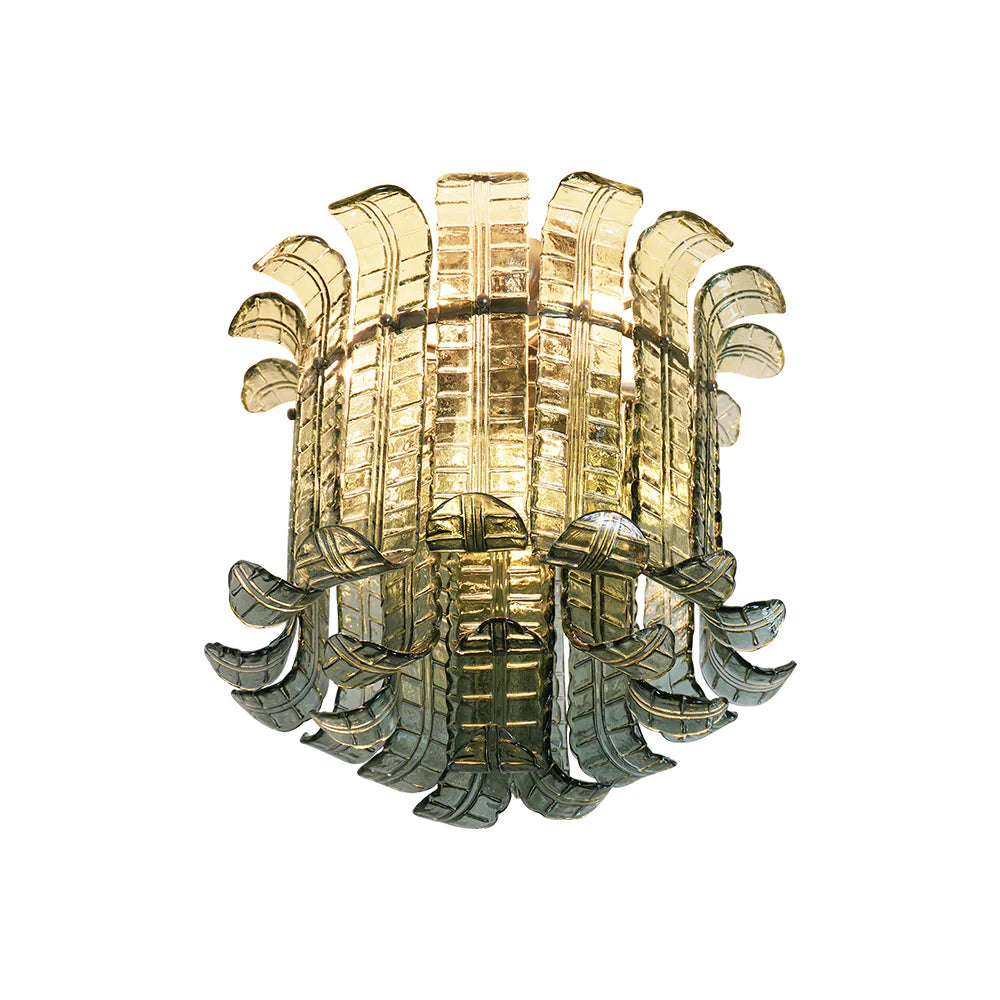 Elegante Lámpara de Techo Verde de Murano con Forma de Hoja