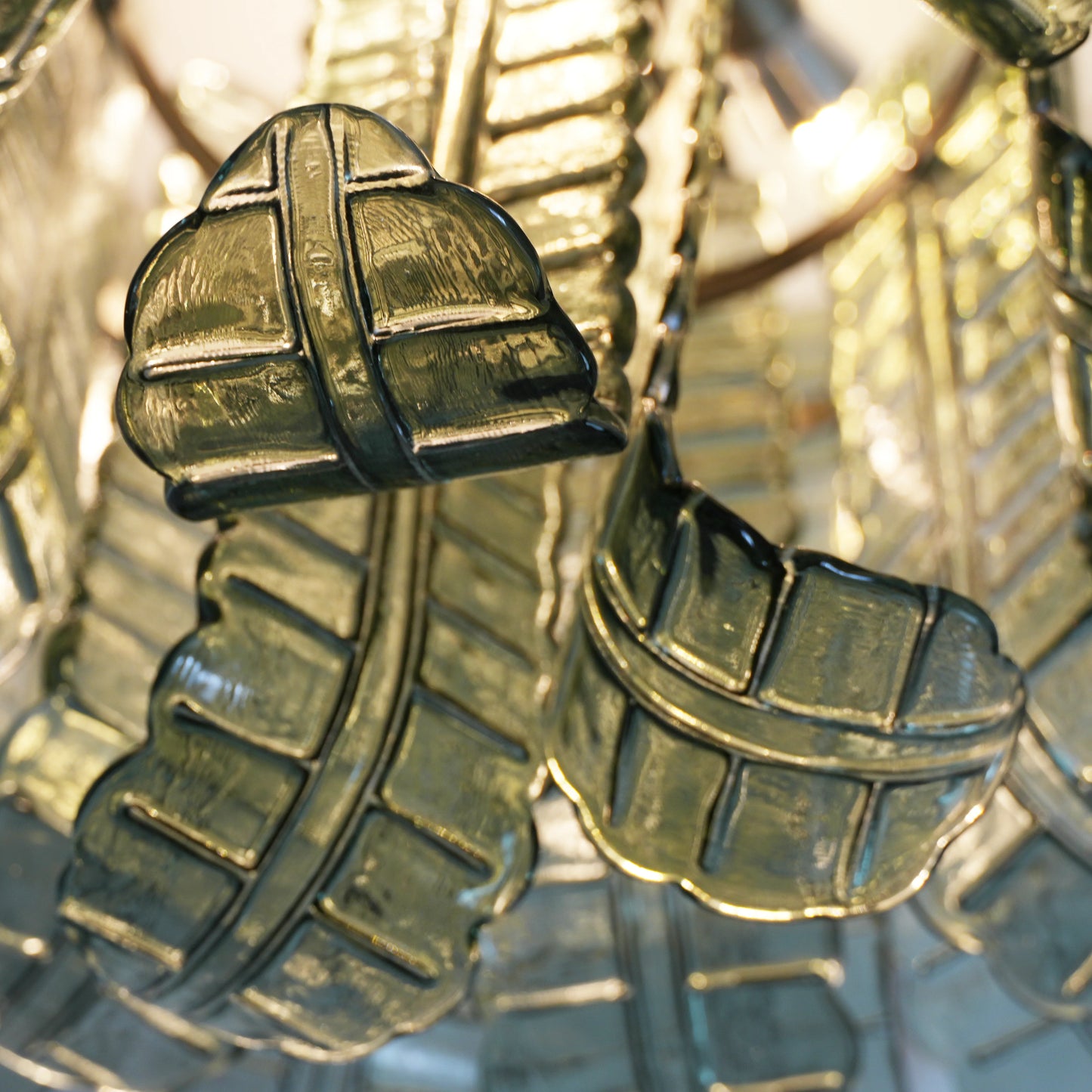 Elegante Lámpara de Techo Verde de Murano con Forma de Hoja