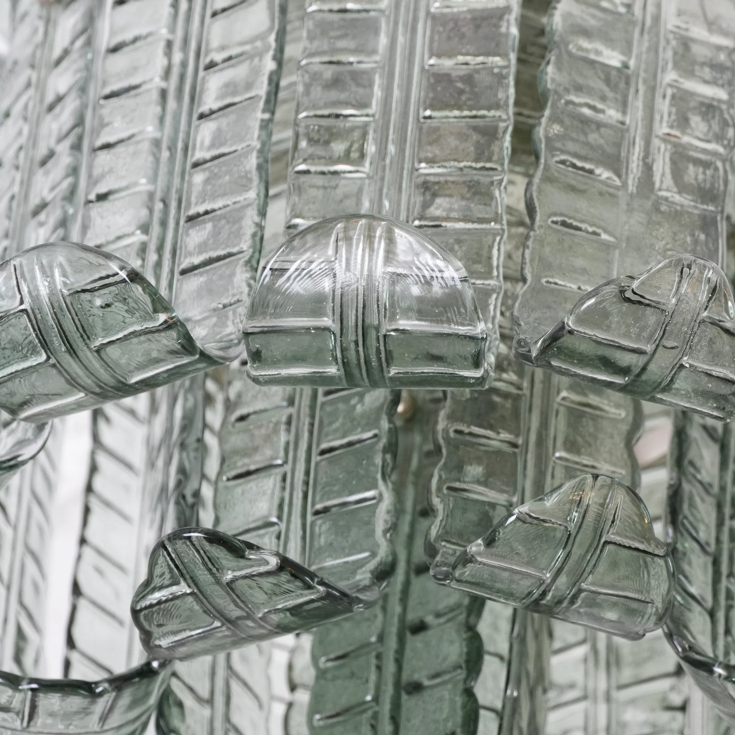 Elegante Lámpara de Techo Verde de Murano con Forma de Hoja
