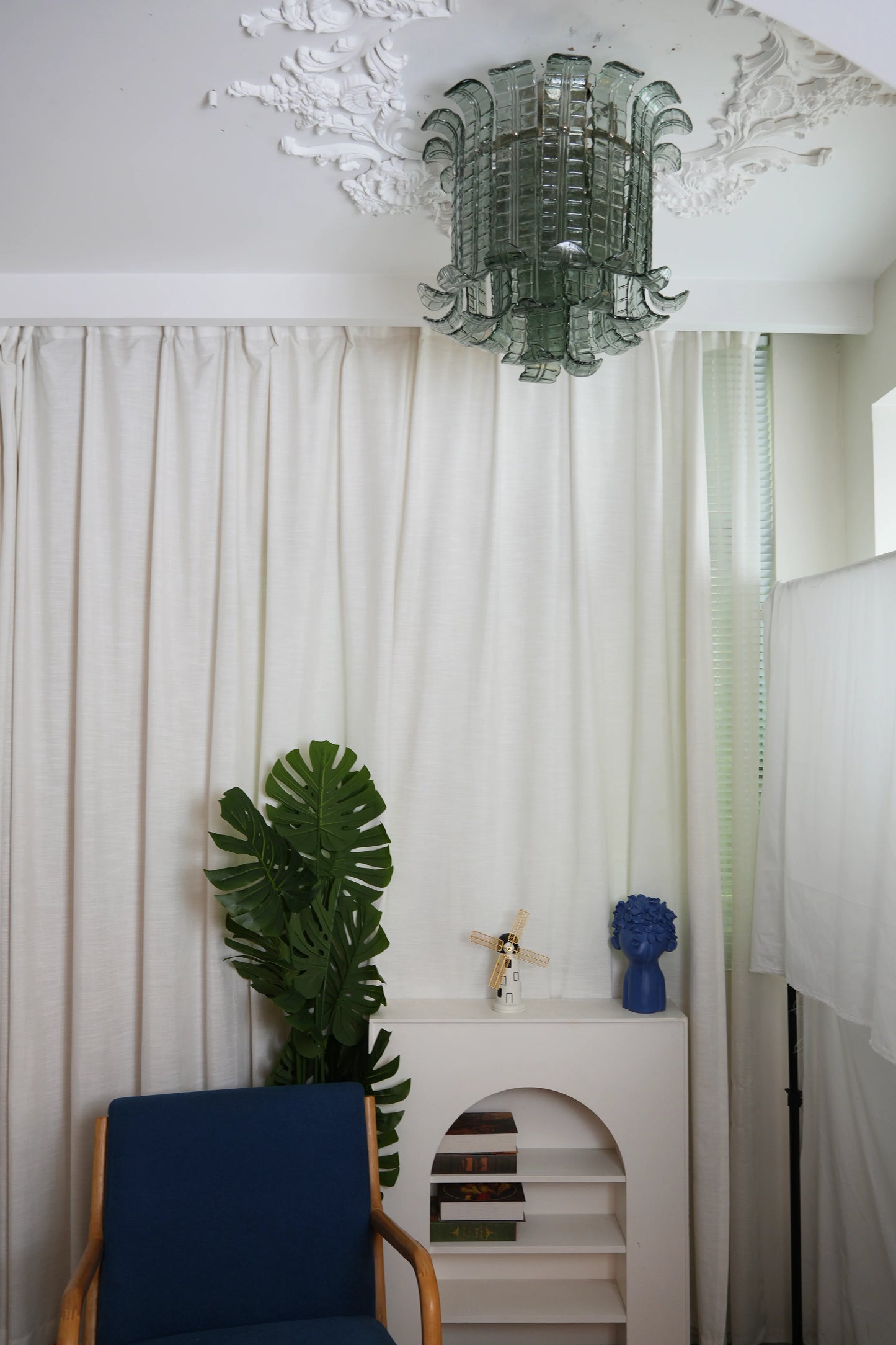 Elegante Lámpara de Techo Verde de Murano con Forma de Hoja