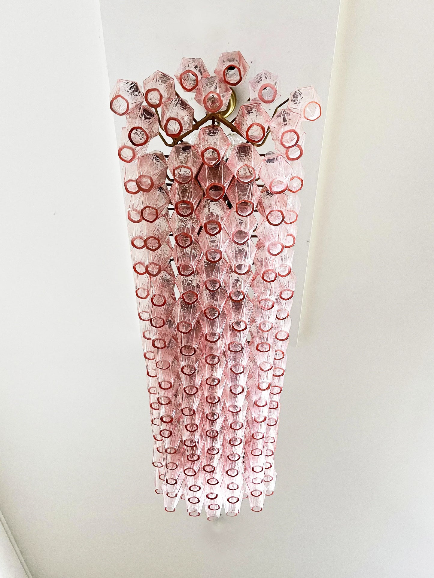 Araña Poliedri Murano Rosa Elegante