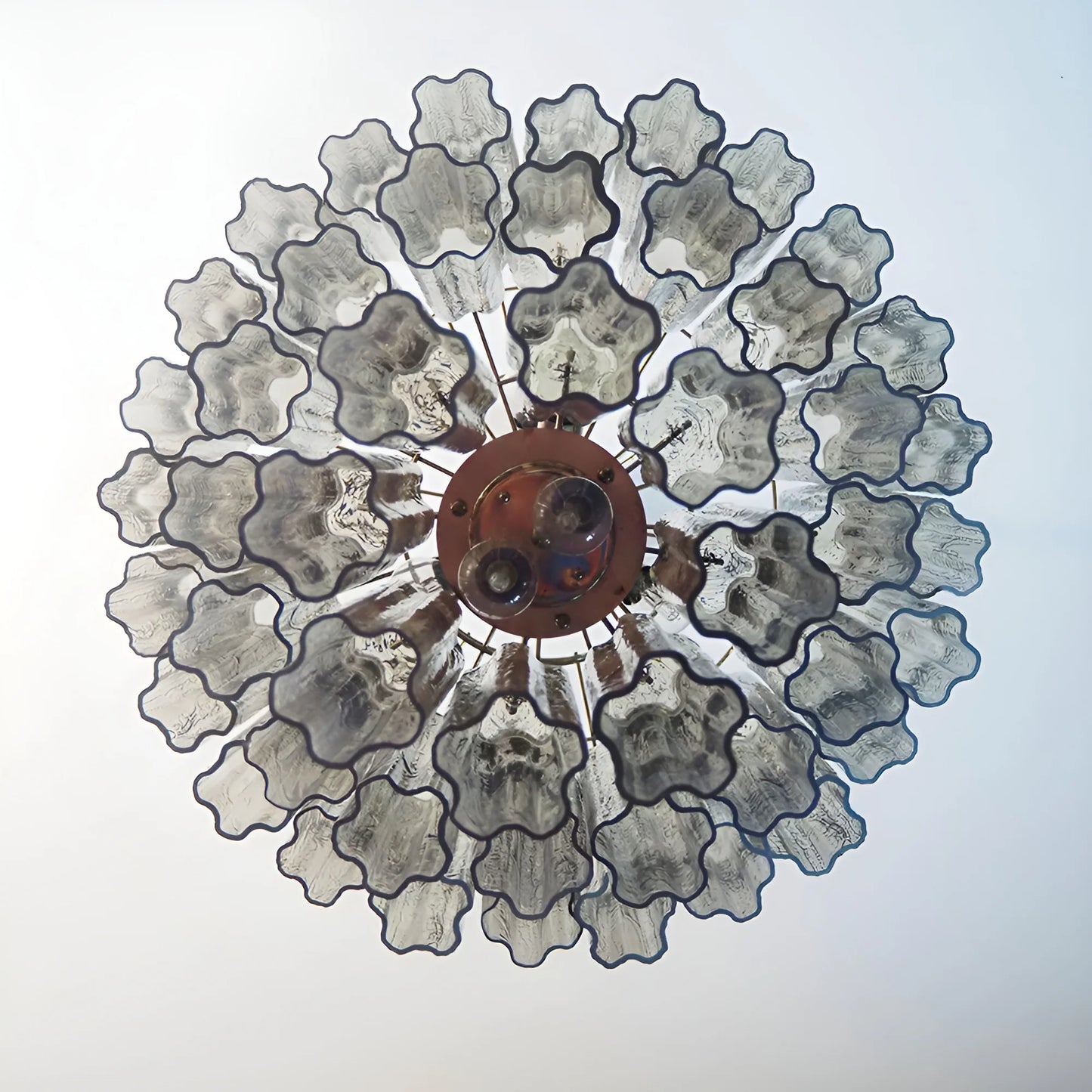 Elegante Candelabro de Tubos de Cristal Murano Ahumado