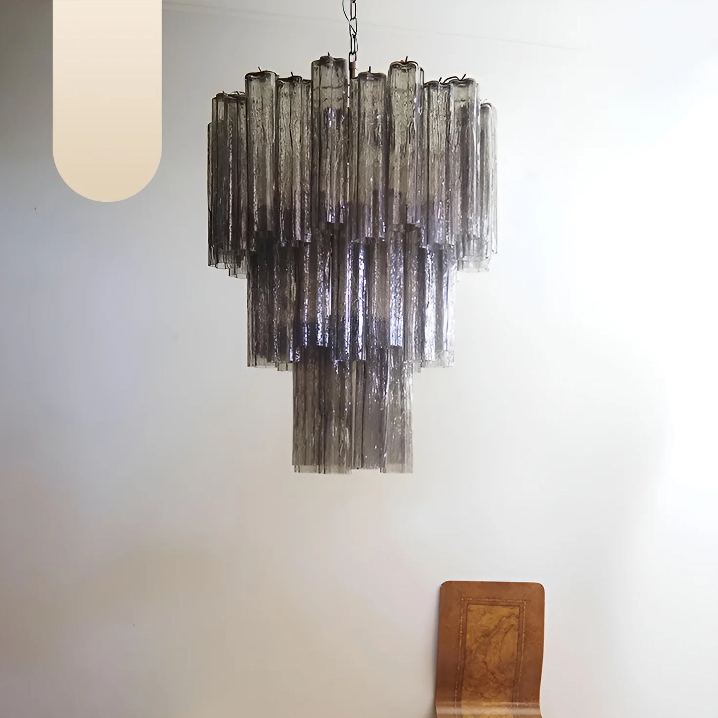 Elegante Candelabro de Tubos de Cristal Murano Ahumado