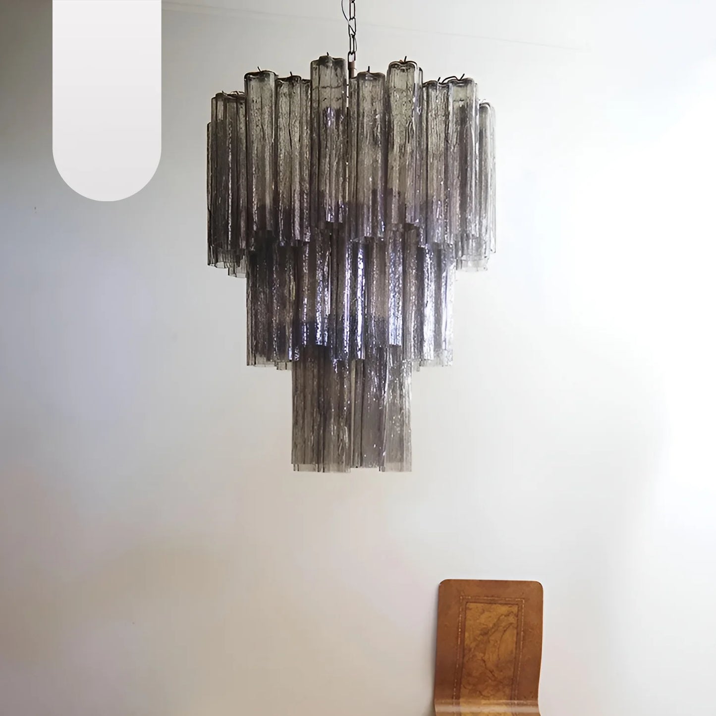 Elegante Candelabro de Tubos de Cristal Murano Ahumado